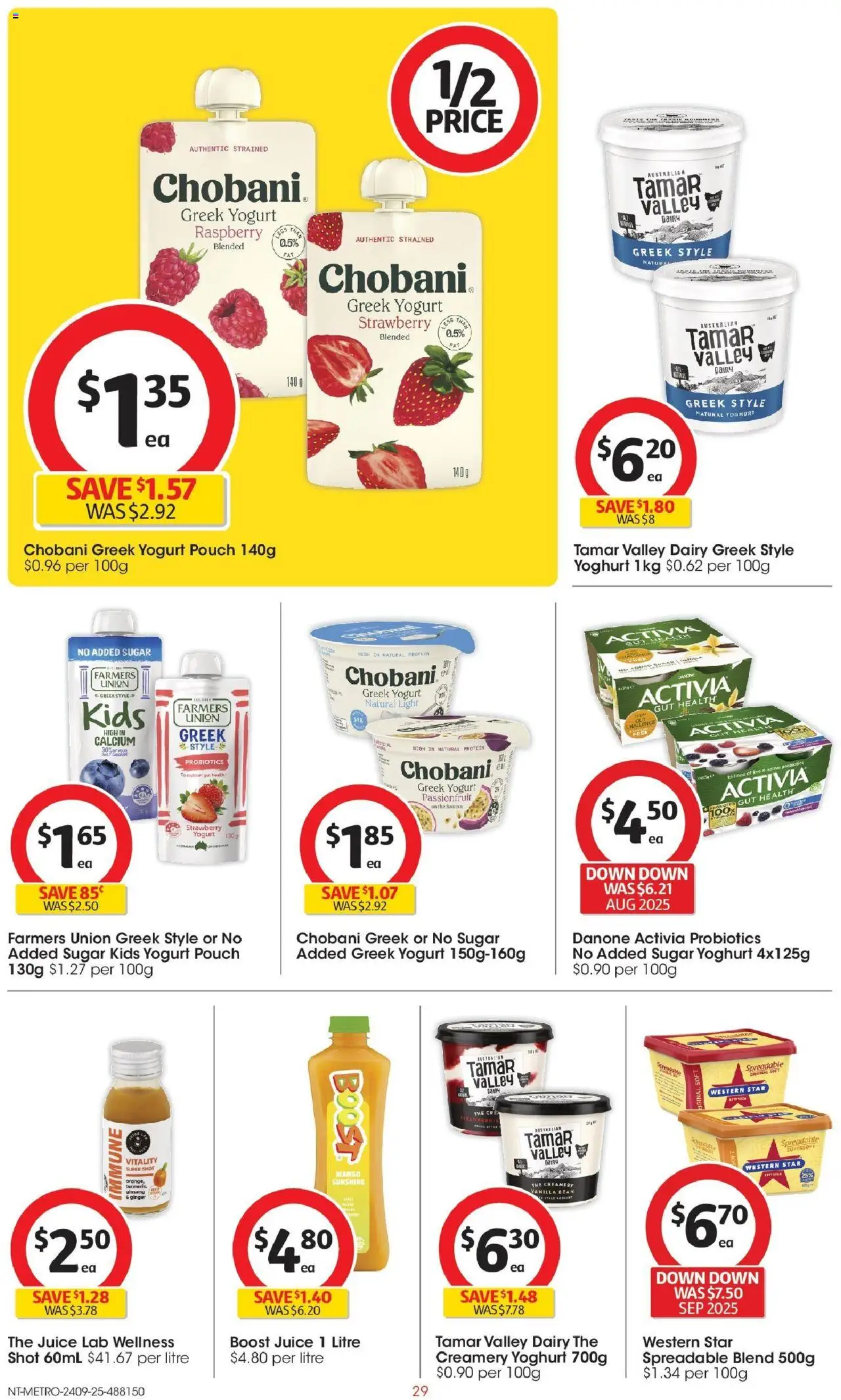Coles catalogue - valid from 24.09.2025 | Page: 29 | Products: Light, Yoghurt, Sugar, Raspberry