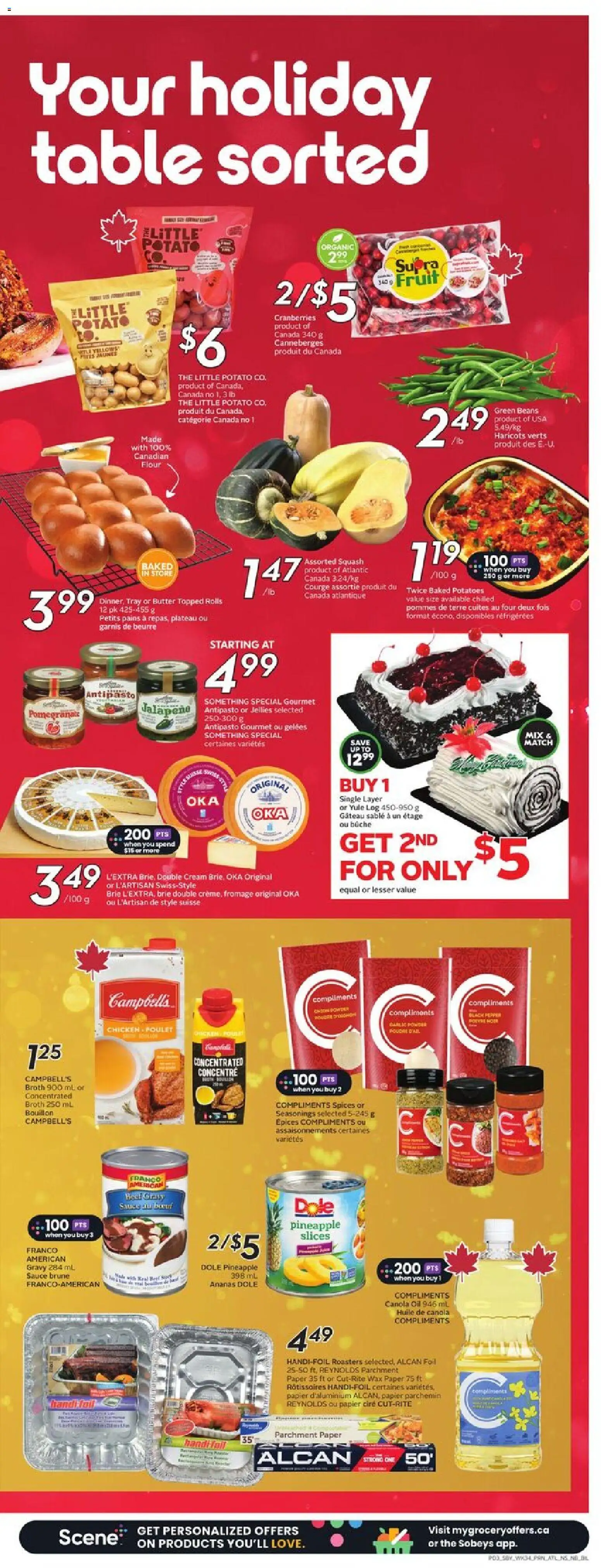 Sobeys flyer valid from 18.12.2025 | Page: 6 | Products: Pineapple, Cream, Potatoes, Table