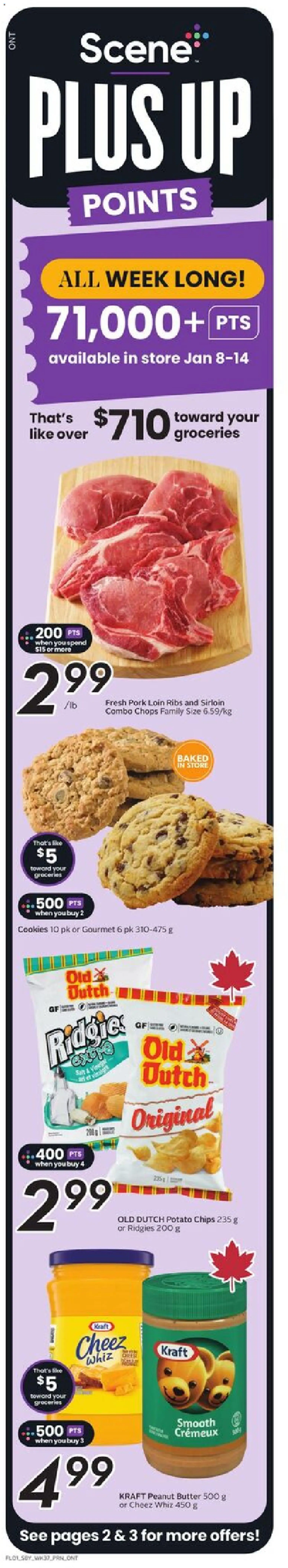Sobeys flyer valid from 08.01.2026 | Page: 2 | Products: Chips, Cookies, Butter, Pork