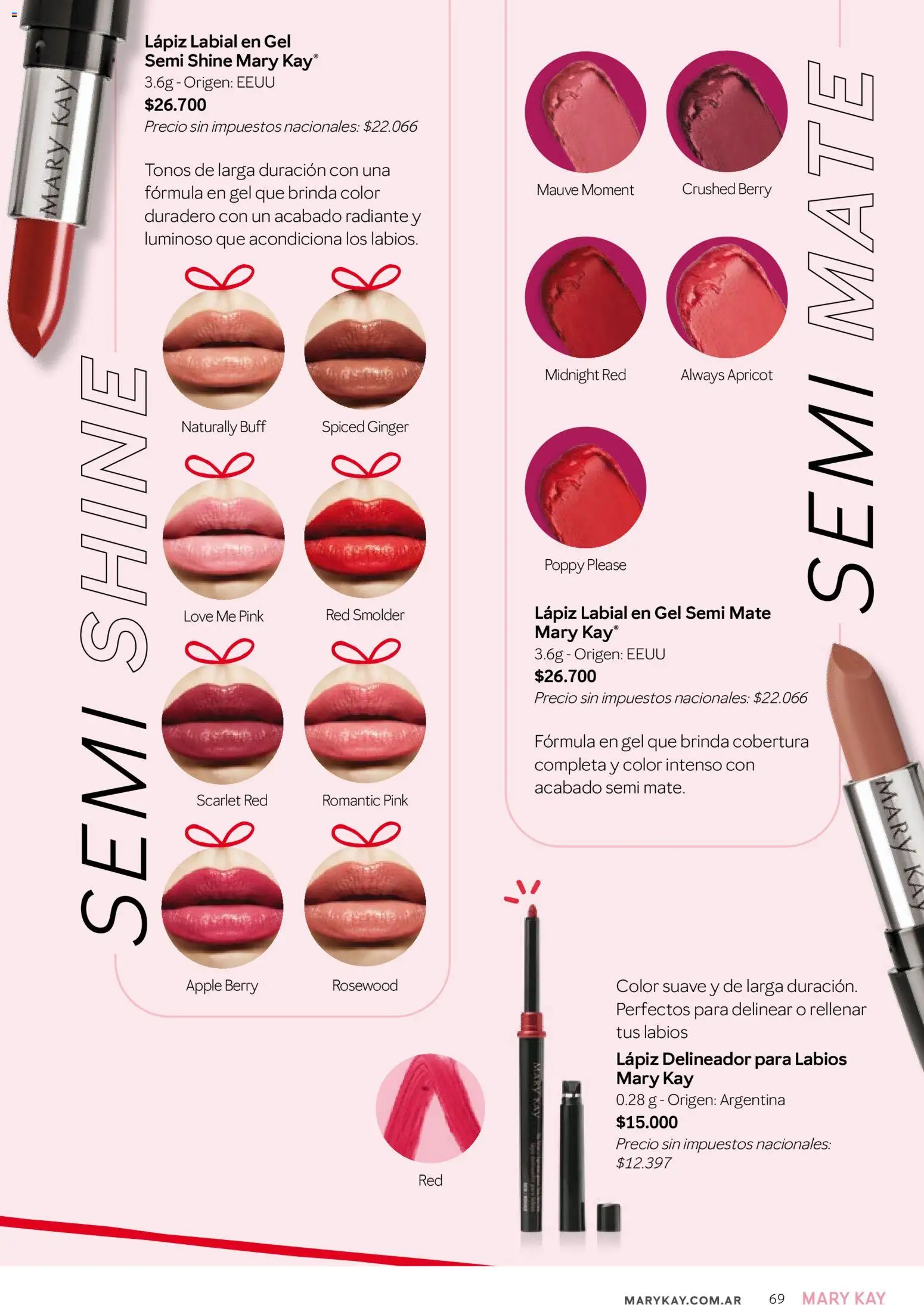 Mary Kay catálogo │ válido desde el 03.12.2025 | Página: 69 | Productos: Mate, Delineador, Lápiz labial, Radiante