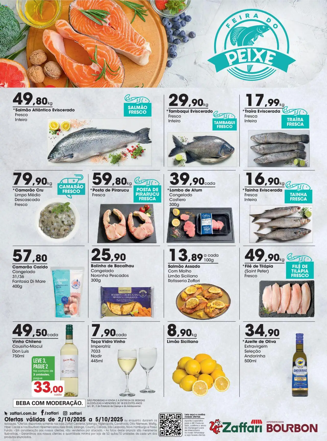 Zaffari Folheto - válido de 02.10.2025 | Página: 1 | Produtos: Bacalhau, Tilápia, Azeite, Atum