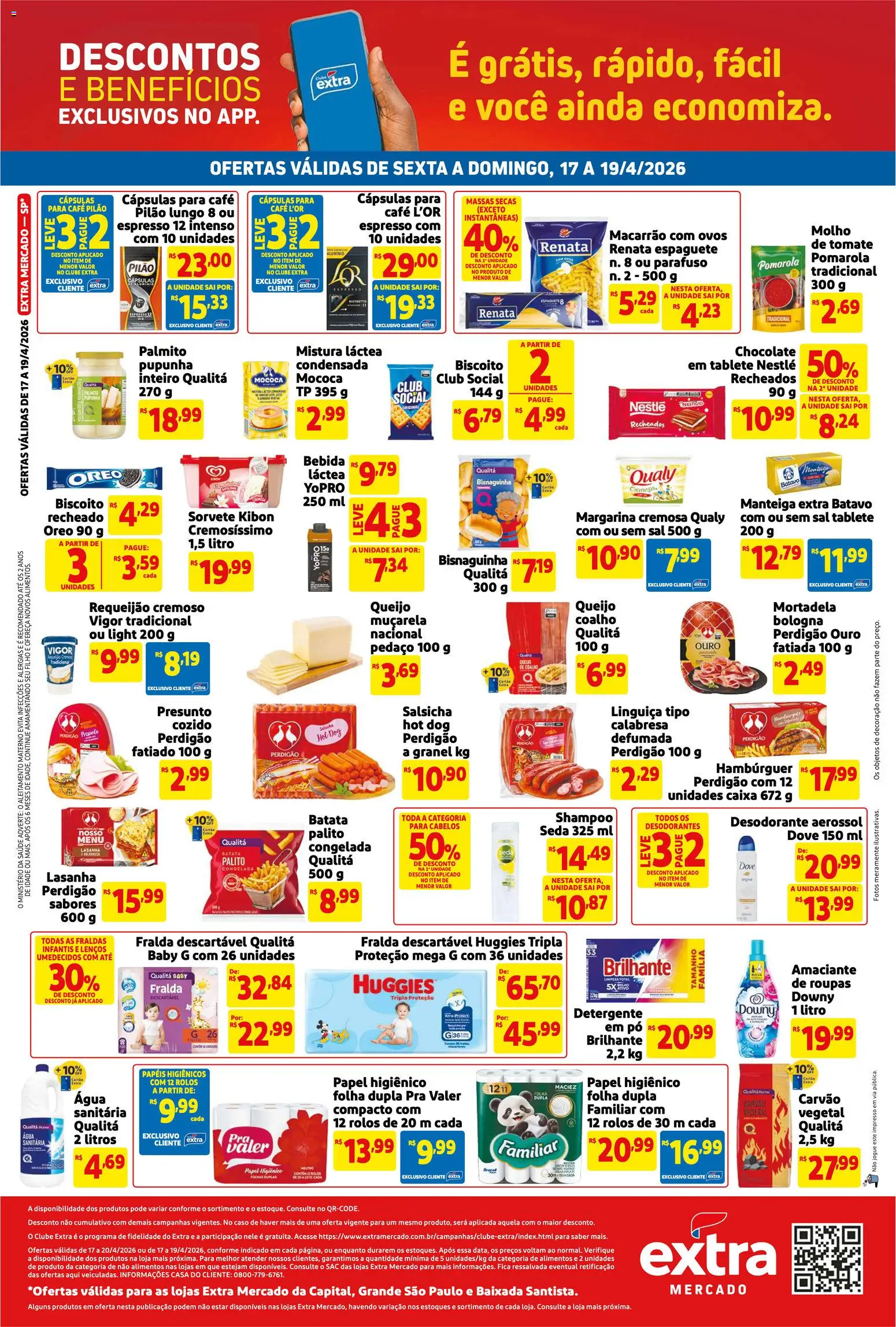 Extra Folheto - válido de 17.04.2026 | Página: 2 | Produtos: Biscoito, Linguiça, Caixa, Lasanha