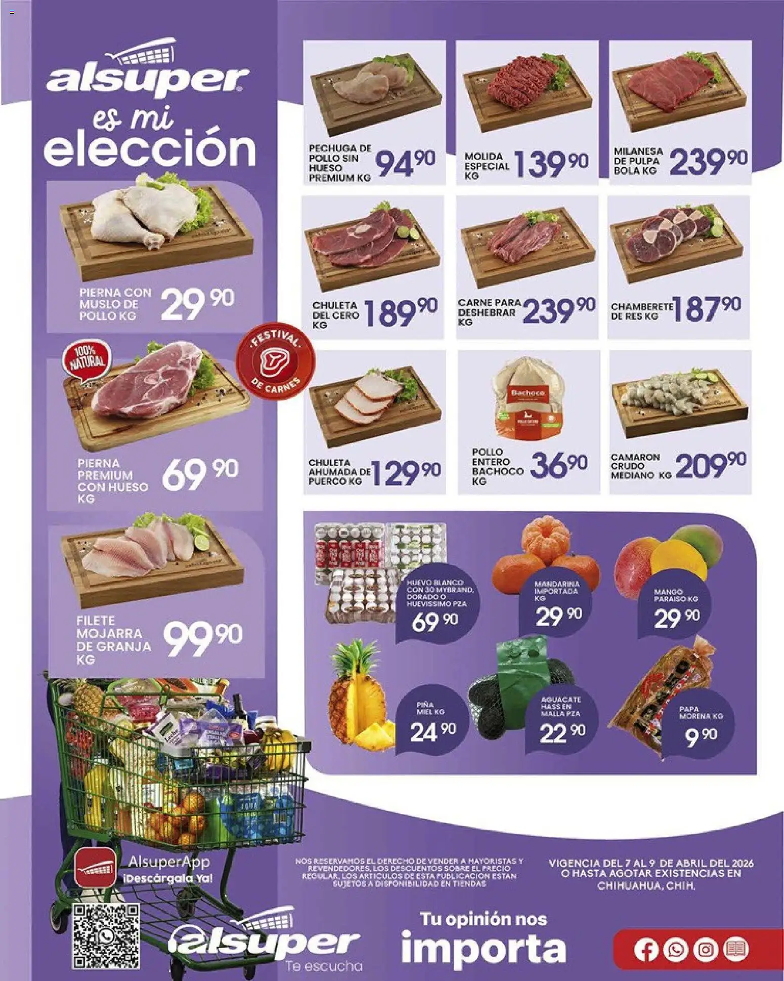 Nuevas ofertas de Alsuper válidas en toda la República Mexicana desde el 07.04.2026. ¡Encuentra las mejores ofertas en Alsuper folleto Chihuahua-Ciudad! | Página: 1 | Productos: Pollo, Milanesa, Huevo, Sobre