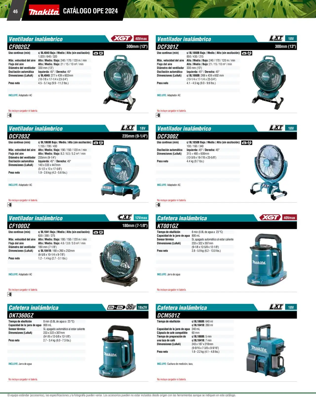 Nuevas ofertas de Makita válidas en toda la República Mexicana desde el 07.10.2024. ¡Encuentra las mejores ofertas en Makita catálogo Ope! | Página: 46 | Productos: Ventilador, Cargador, Cuchara, Jarra