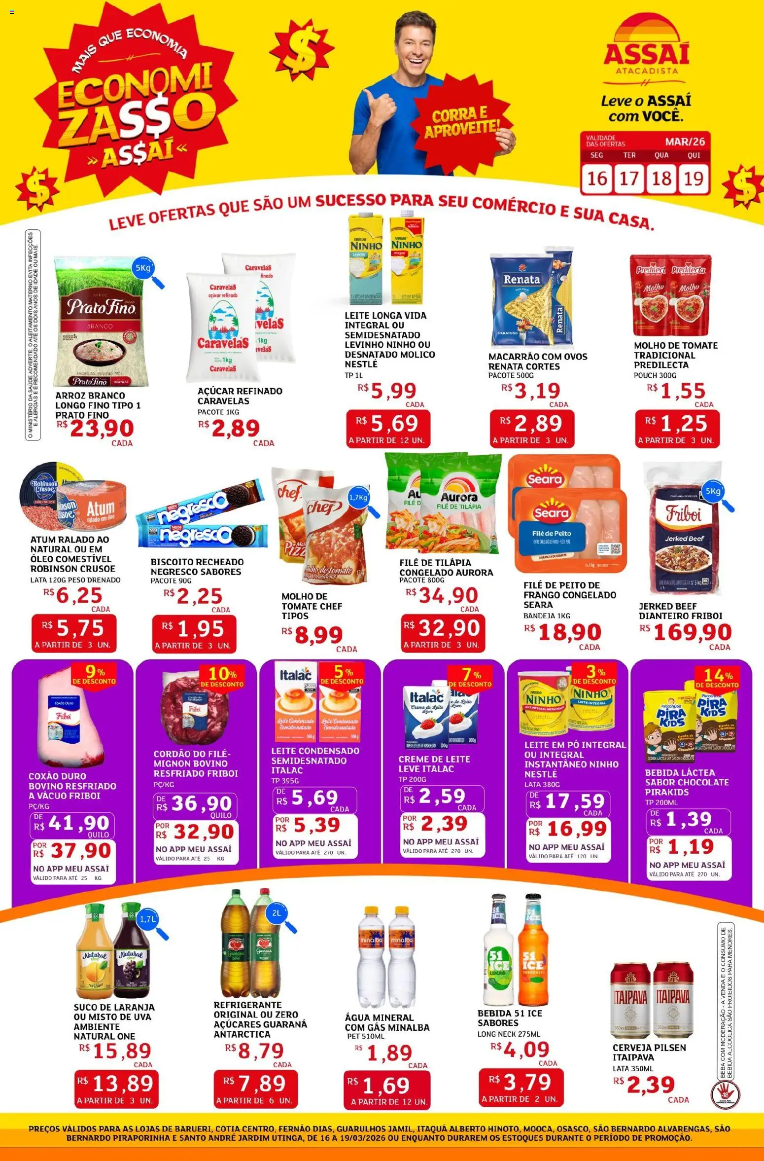 Assaí Atacadista Folheto - válido de 16.03.2026 | Página: 1 | Produtos: Pó, Tilápia, Suco, Filé de tilápia