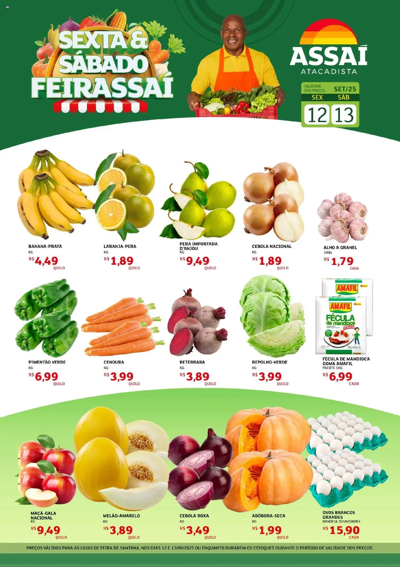 Assaí Atacadista Folheto - válido de 12.09.2025 | Página: 1 | Produtos: Cebola, Pimentão, Ovos, Cenoura