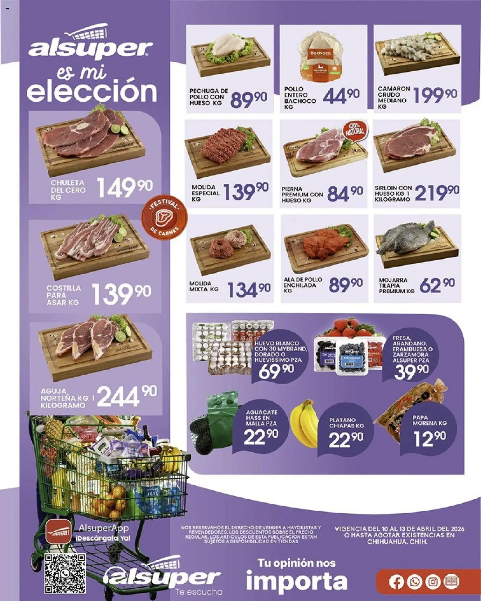Nuevas ofertas de Alsuper válidas en toda la República Mexicana desde el 10.04.2026. ¡Encuentra las mejores ofertas en Alsuper folleto Chihuahua-Ciudad! | Página: 1 | Productos: Pollo, Papa, Huevo, Malla