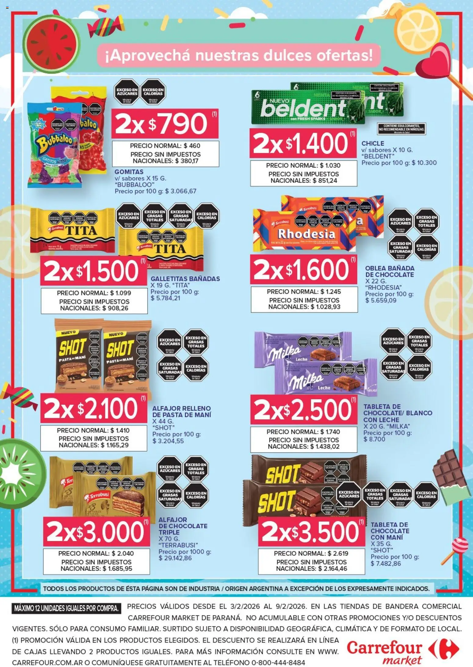Carrefour Market - Market Paraná  │ válido desde el 03.02.2026 | Página: 4 | Productos: Teléfono, Mani, Chocolate, Pasta