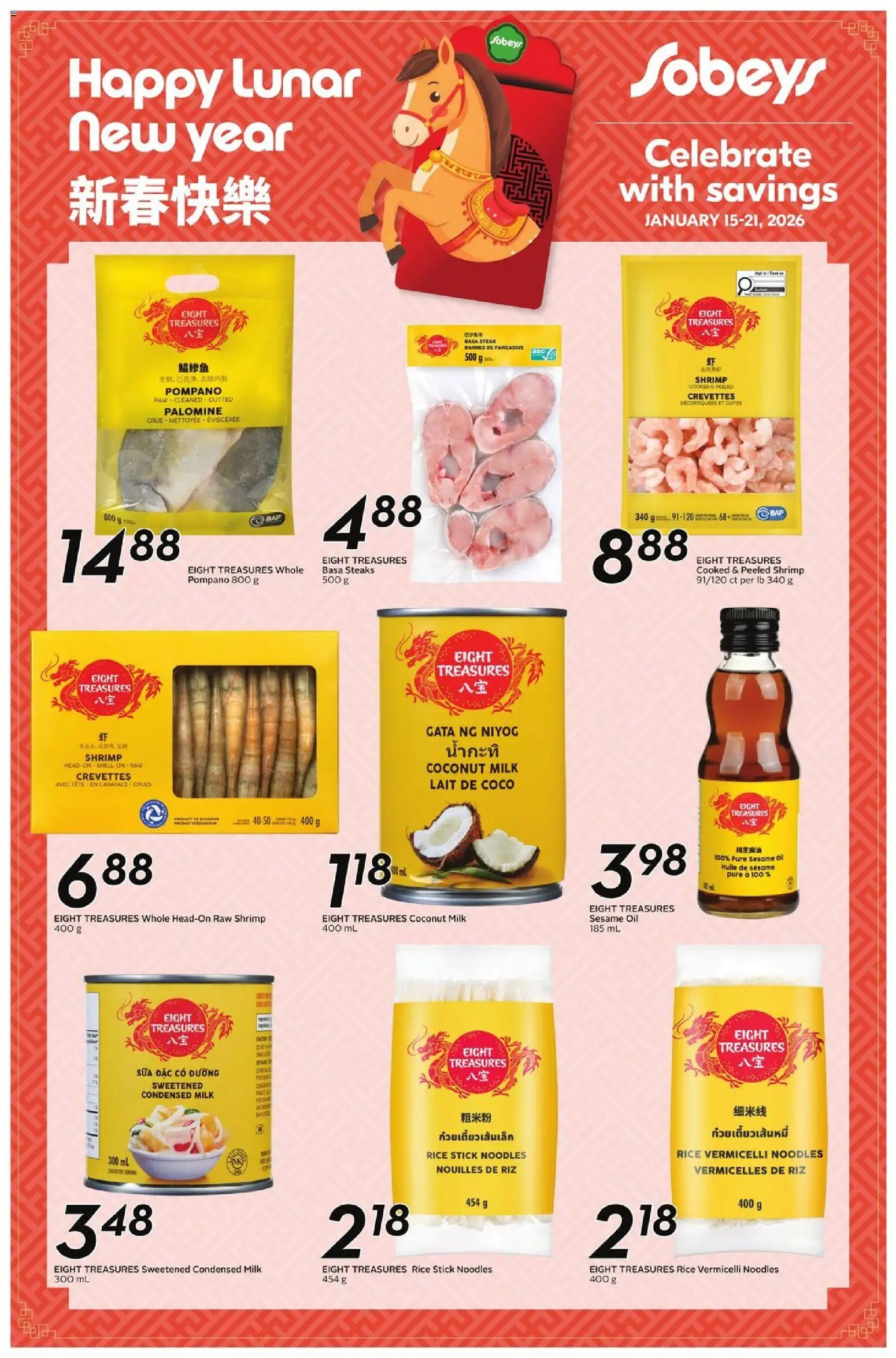 Sobeys flyer valid from 15.01.2026 | Page: 2 | Products: Rice, Noodles, Milk, Oil
