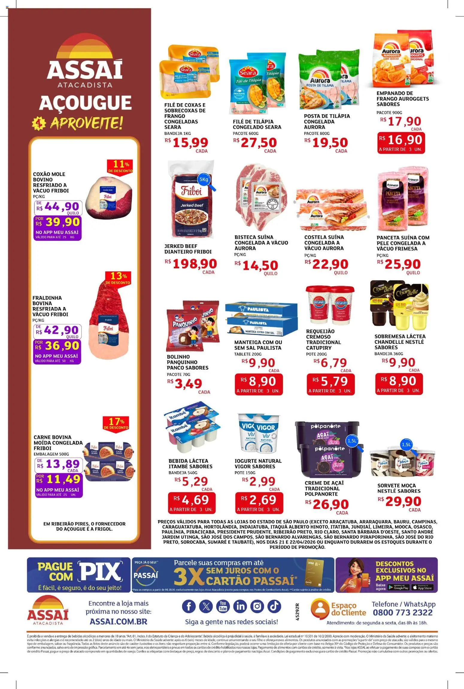 Assaí Atacadista Folheto - válido de 22.04.2026 | Página: 2 | Produtos: Base, Catupiry, Bandeja, Açaí