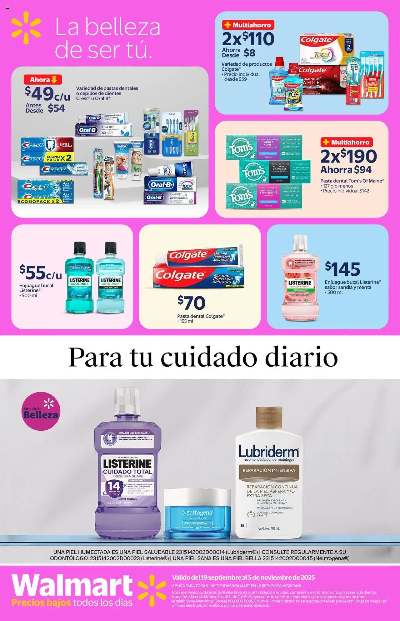 Nuevas ofertas de Walmart válidas en toda la República Mexicana desde el 19.09.2025. ¡Encuentra las mejores ofertas en Walmart - Folleto la belleza! | Página: 21 | Productos: Enjuague bucal, Sandía, Crema, Despensa