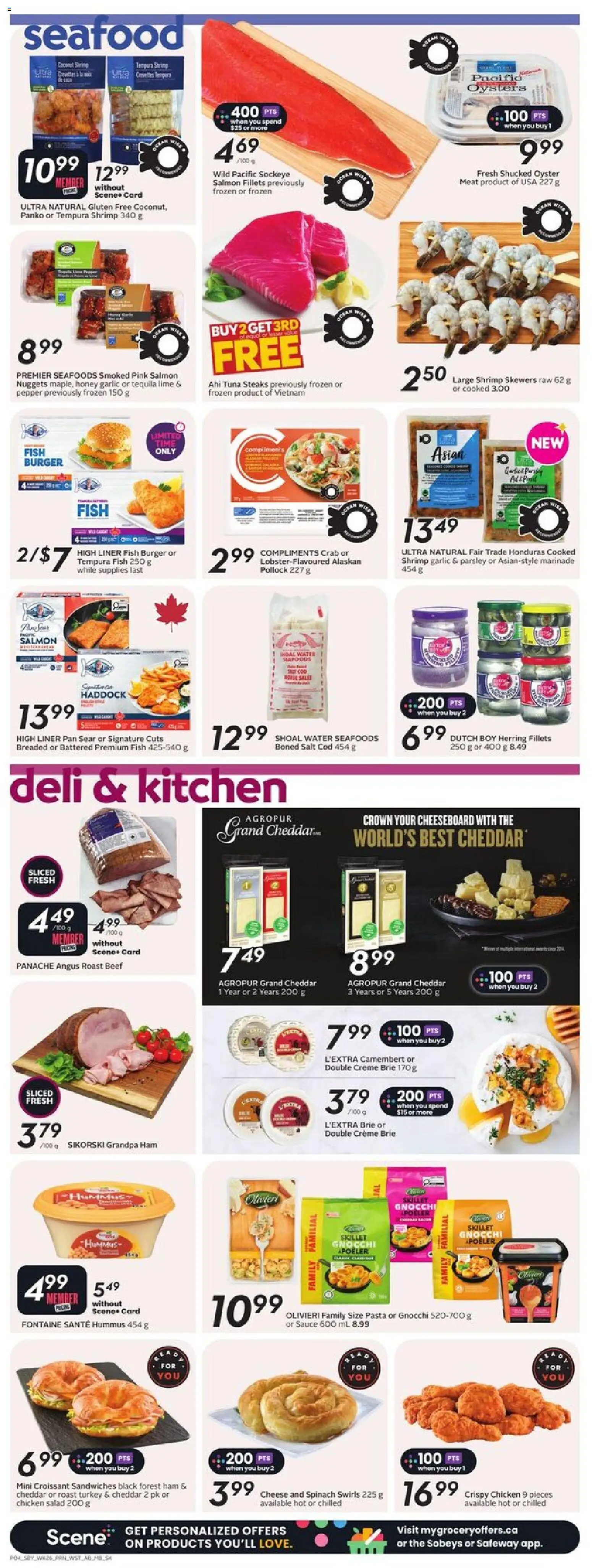 Sobeys flyer valid from 23.10.2025 | Page: 7 | Products: Fish, Salad, Turkey, Cheese