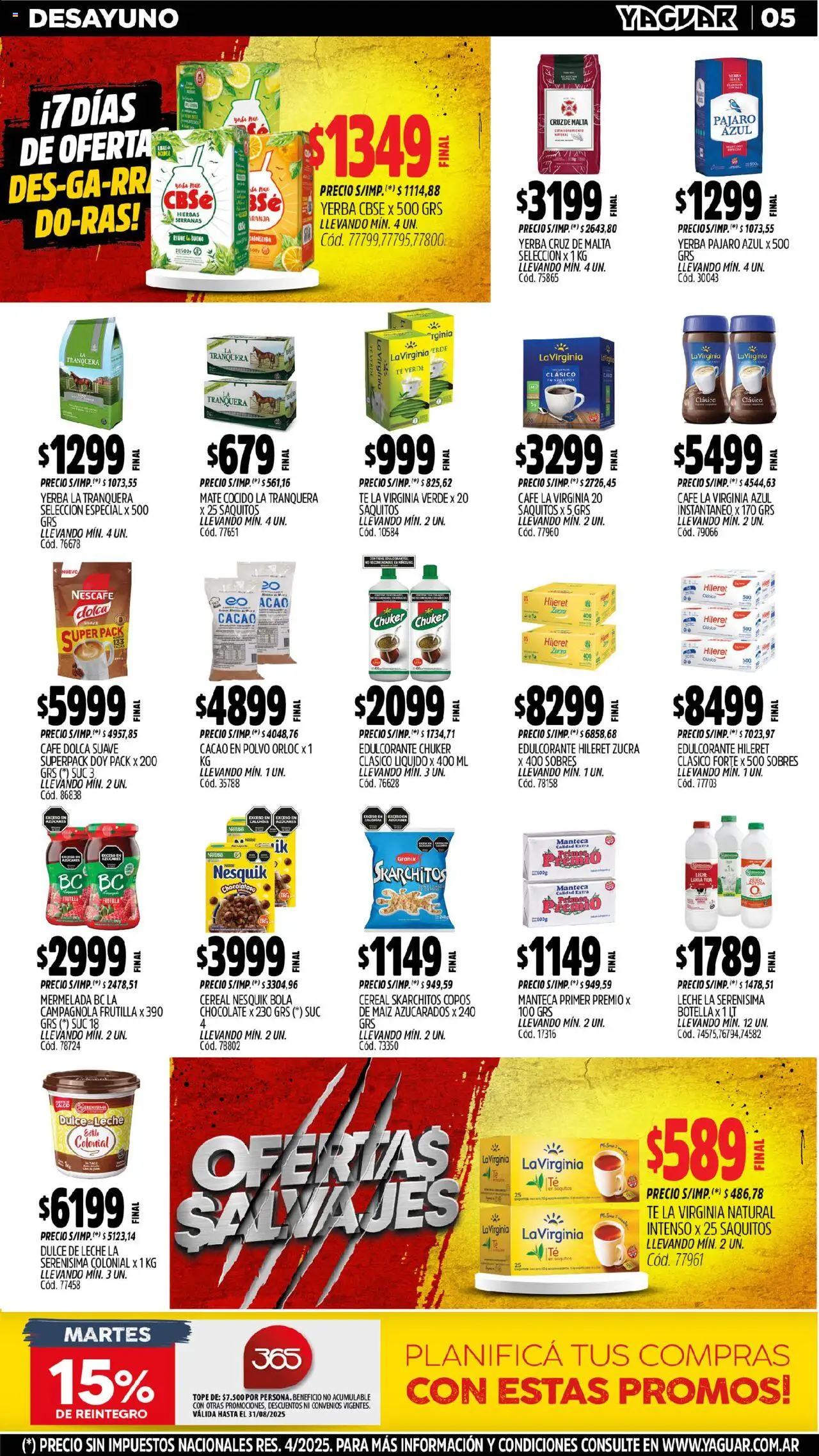 Yaguar - General Roca │ válido desde el 11.08.2025 | Página: 5 | Productos: Botella, Mate, Dulce de leche, Té
