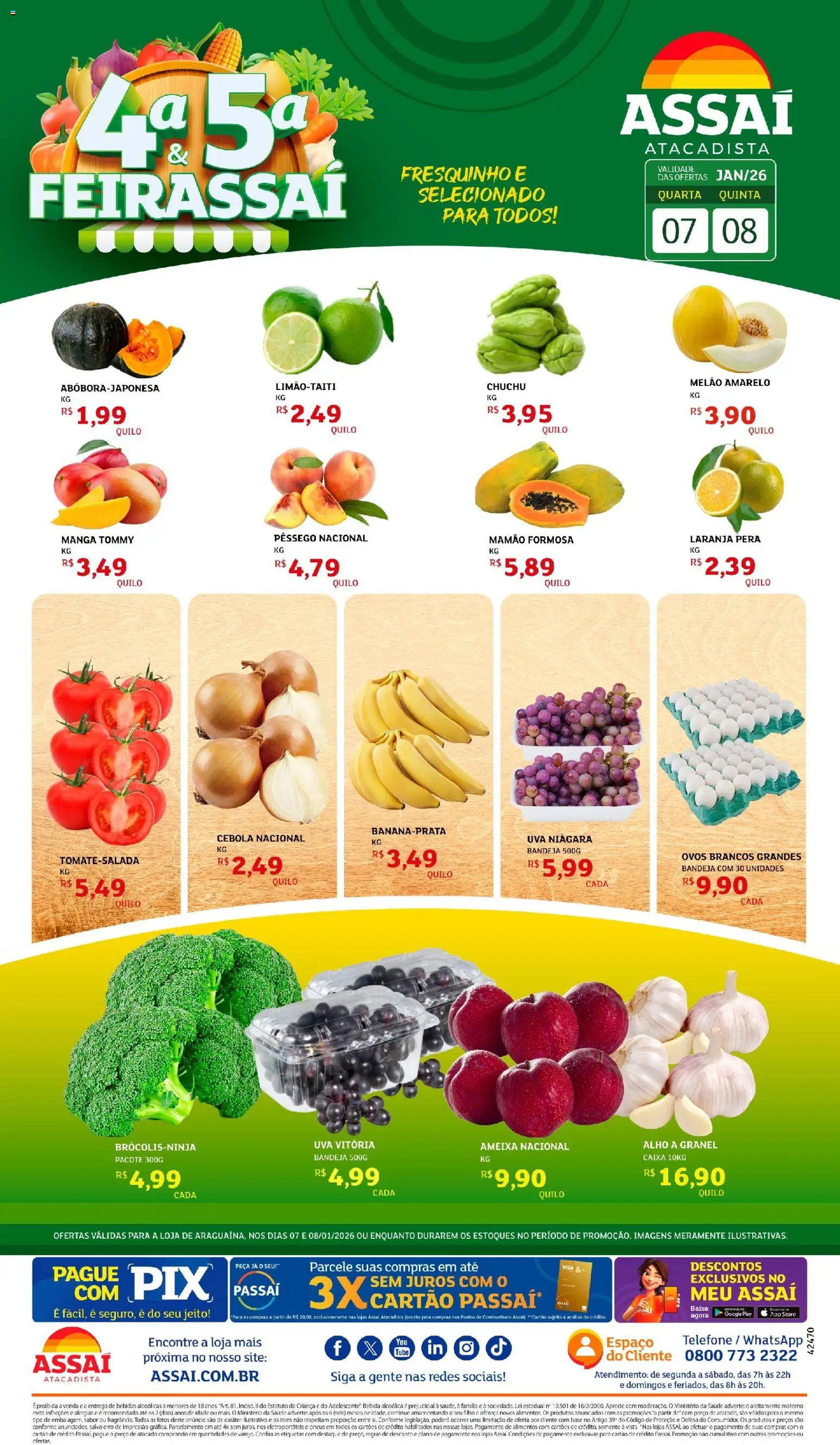 Assaí Atacadista Folheto - válido de 08.01.2026 | Página: 1 | Produtos: Alho, Bebida, Bandeja, Ameixa