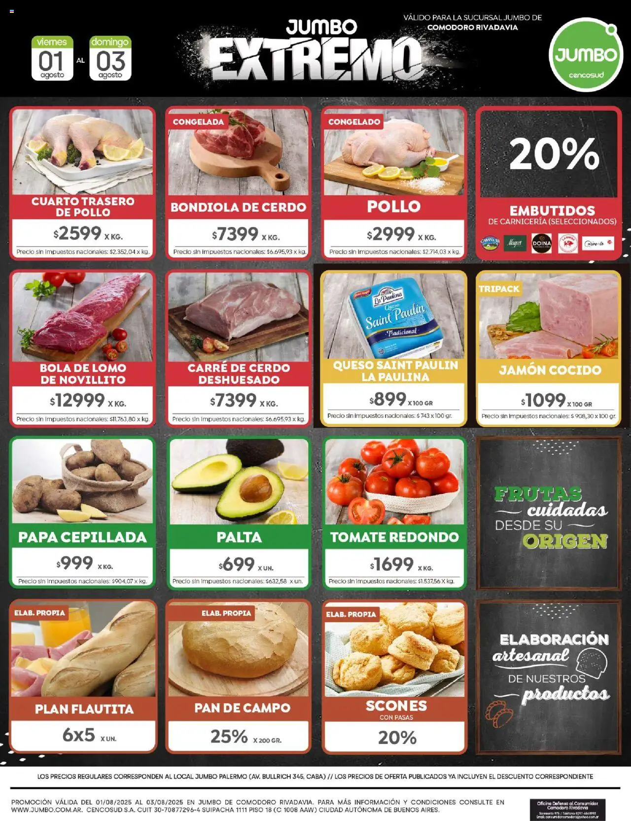 Jumbo ofertas - Comodoro │ válido desde el 01.08.2025 | Página: 7 | Productos: Palta, Queso, Pan, Jamón