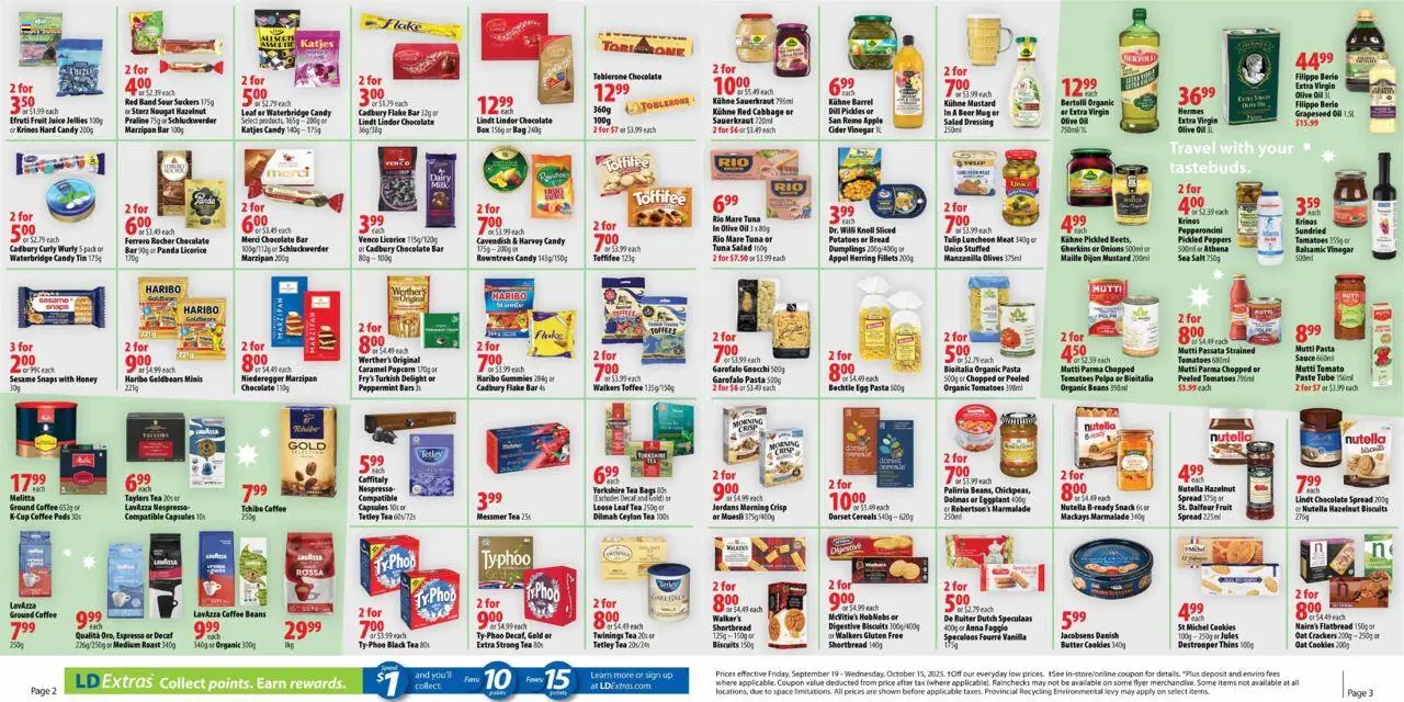 London Drugs flyer valid from 19.09.2025 | Page: 1 | Products: Bag, Bread, Chocolate, Juice