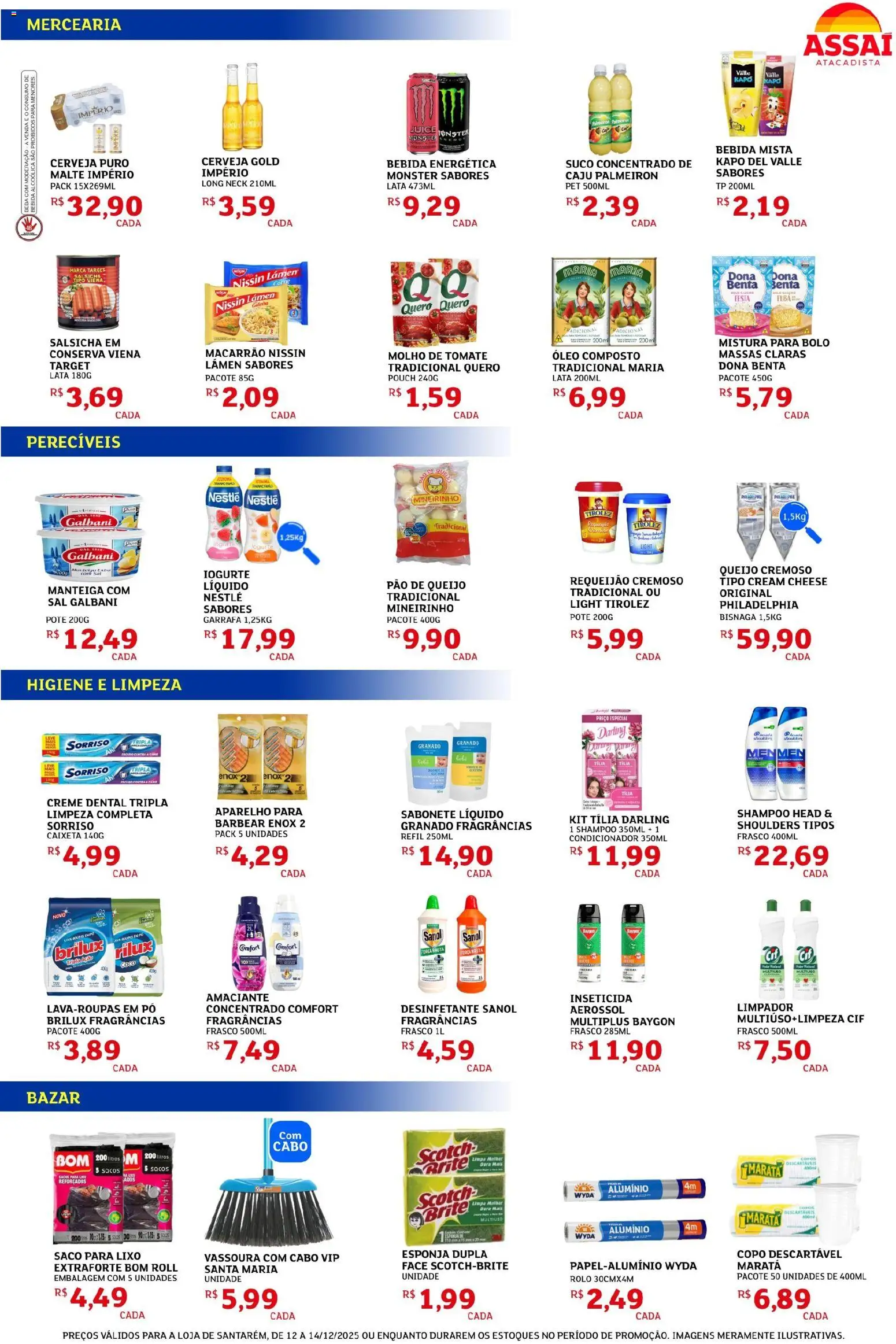Assaí Atacadista Folheto - válido de 12.12.2025 | Página: 2 | Produtos: Esponja, Pão, Creme dental, Mistura para bolo
