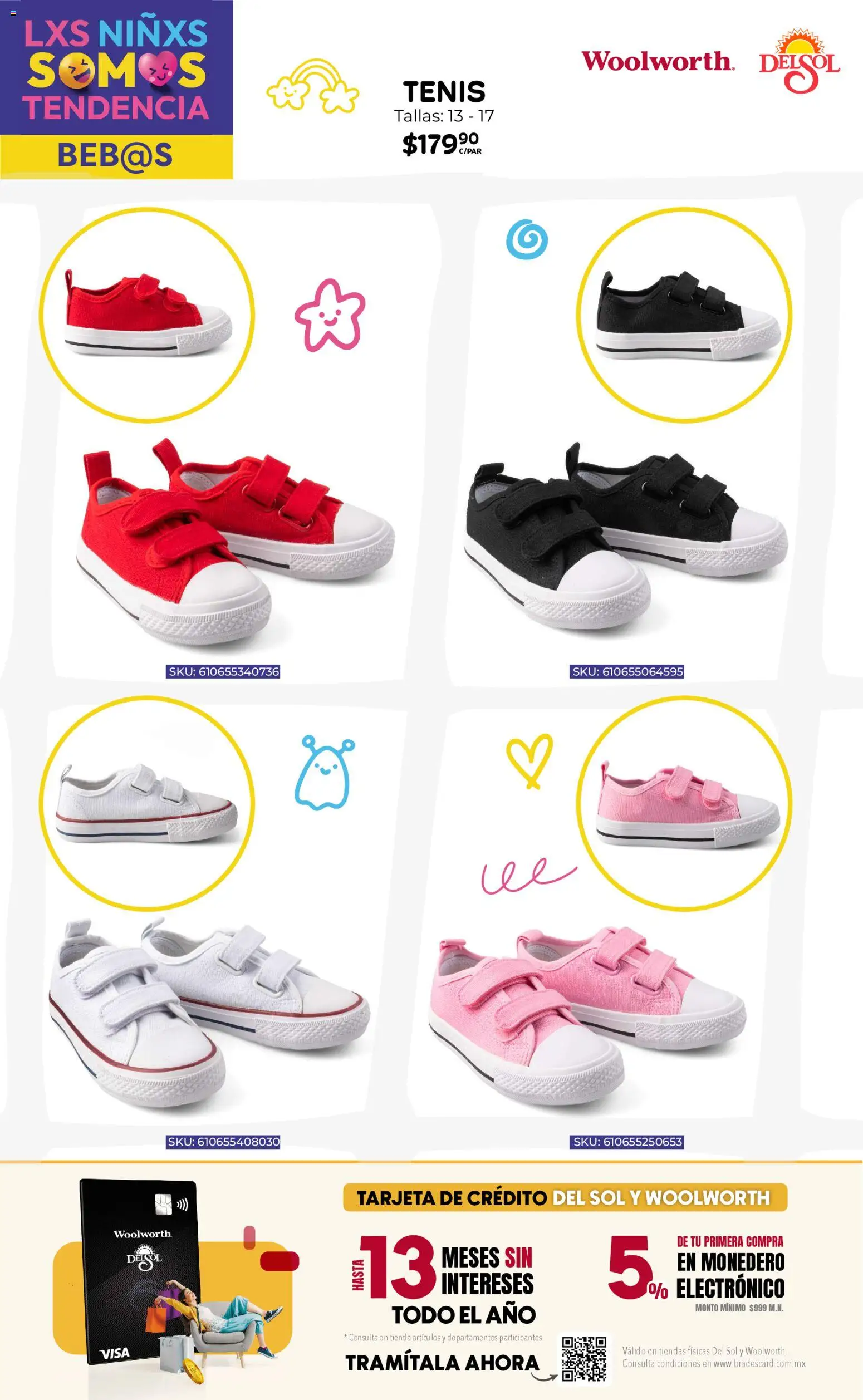 Nuevas ofertas de Del Sol y Woolworth válidas en toda la República Mexicana desde el 16.04.2026. ¡Encuentra las mejores ofertas en Del Sol y Woolworth katalog Moda Niños 2026! | Página: 21 | Productos: Tenis, Monedero