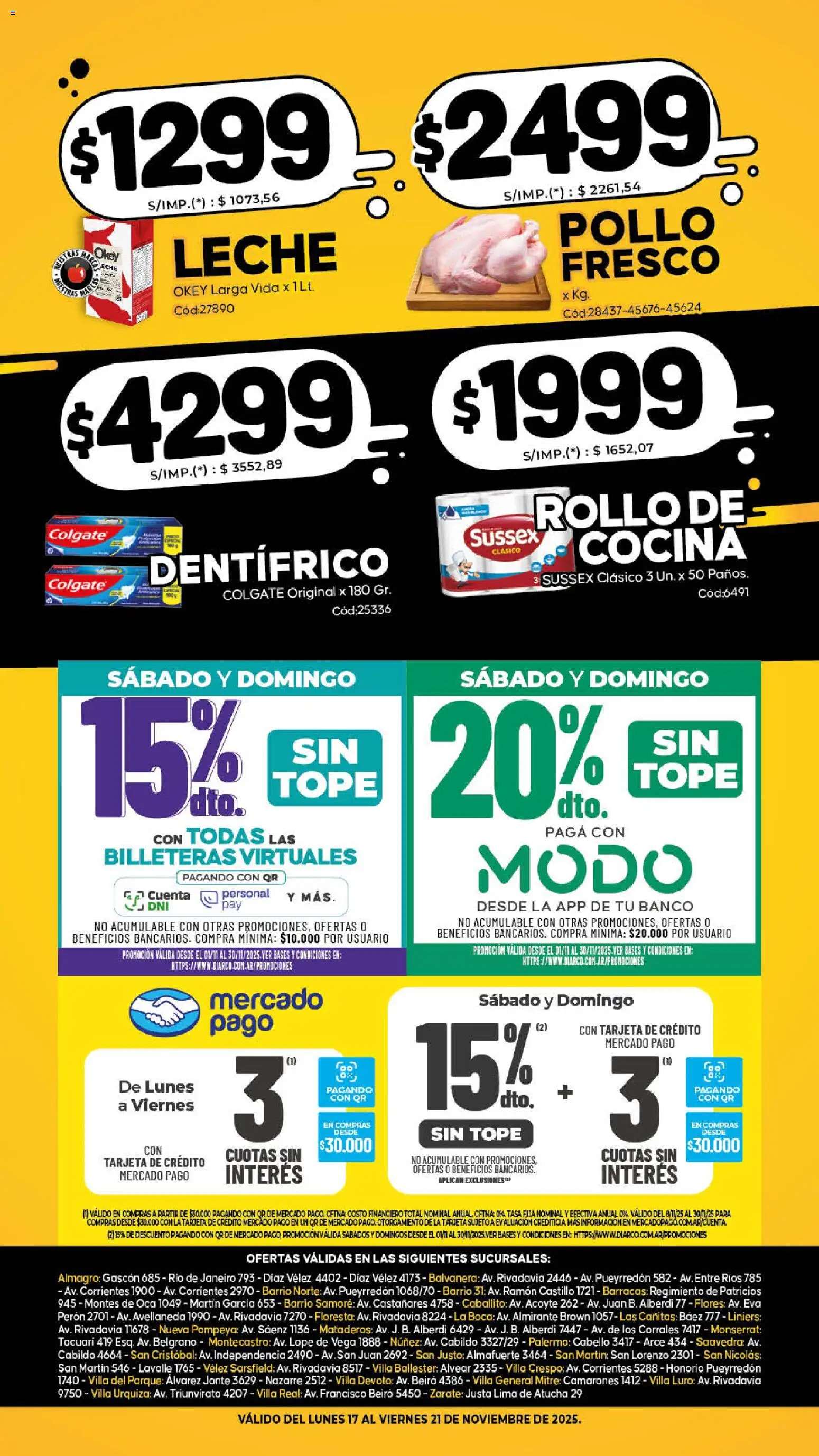 Diarco - Especial Locura De Precios │ válido desde el 17.11.2025 | Página: 2 | Productos: Cocina, Banco, Lima, Leche