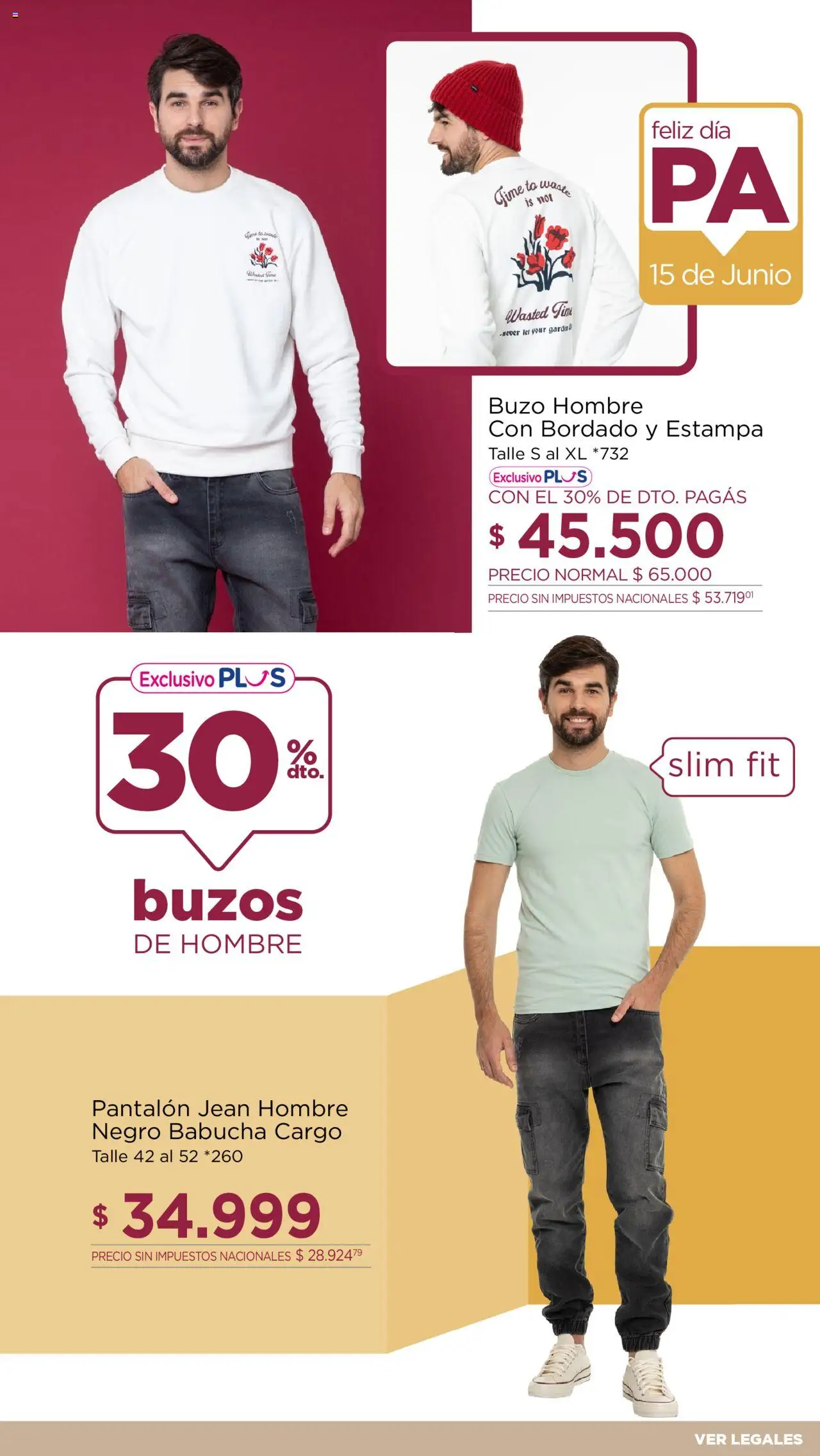 La Anonima Día del Padre │ válido desde el 12.06.2025 | Página: 15 | Productos: Buzo, Jean, Babucha