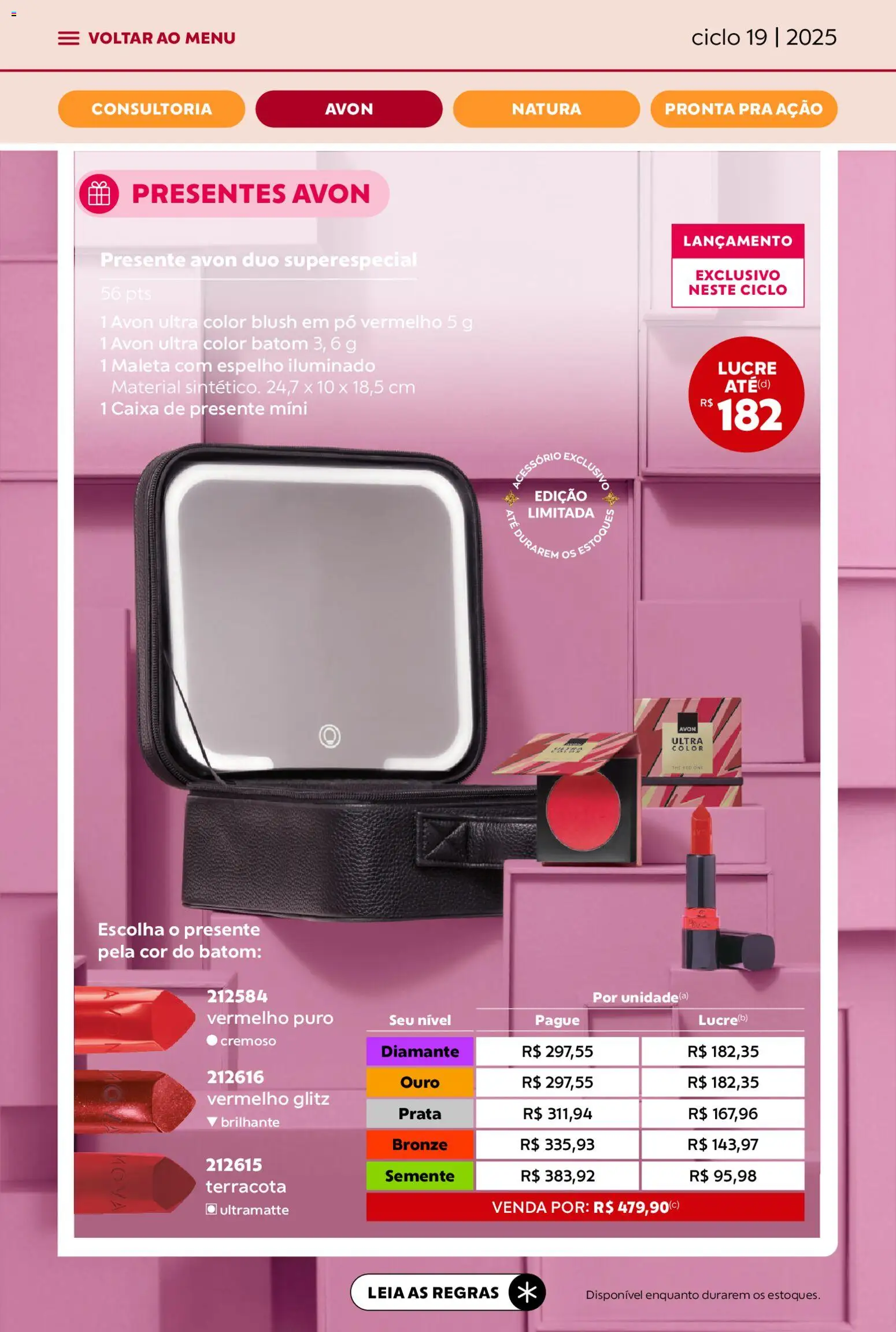 Avon Folheto - válido de 21.11.2025 | Página: 9 | Produtos: Pó, Batom, Caixa, Espelho