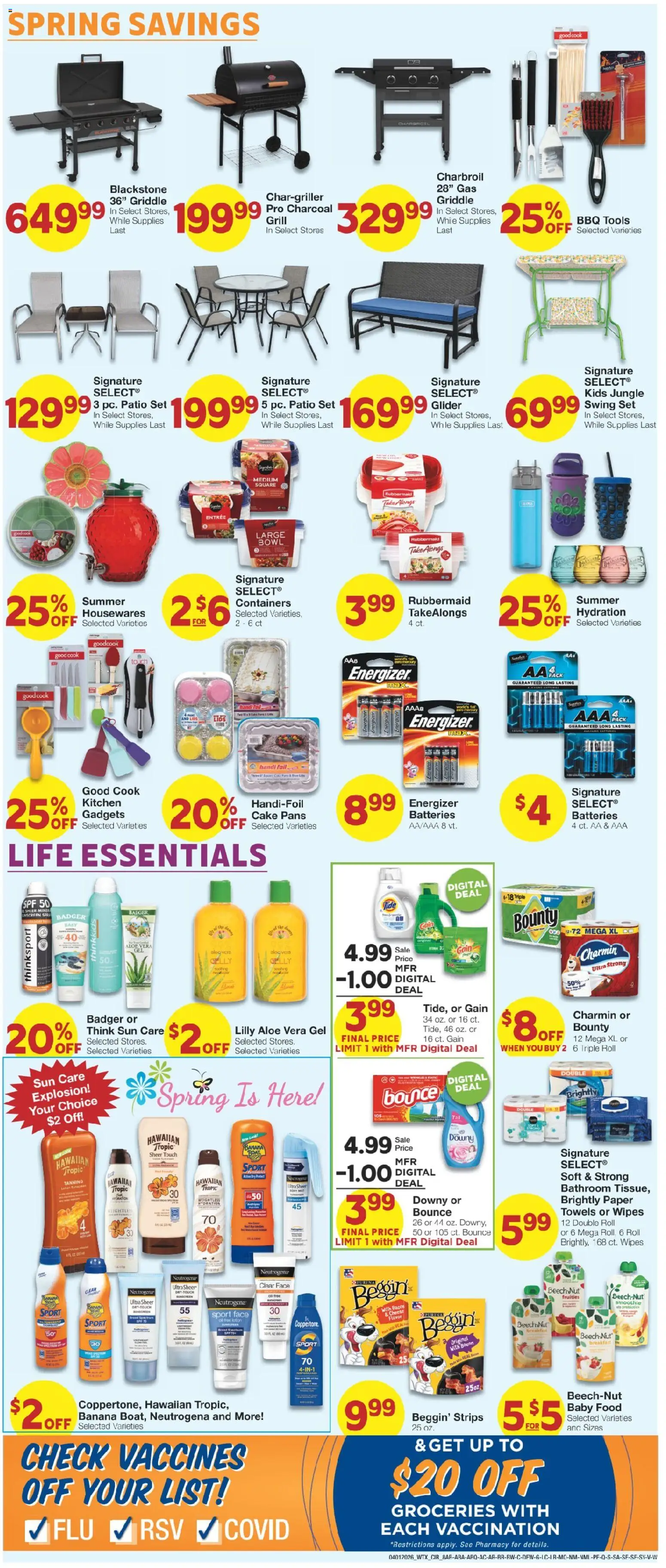 United Supermarkets Weekly Ad - valid from 31.03.2026 | Page: 8 | Products: Griddle, Cheese, Aloe Vera, Grill