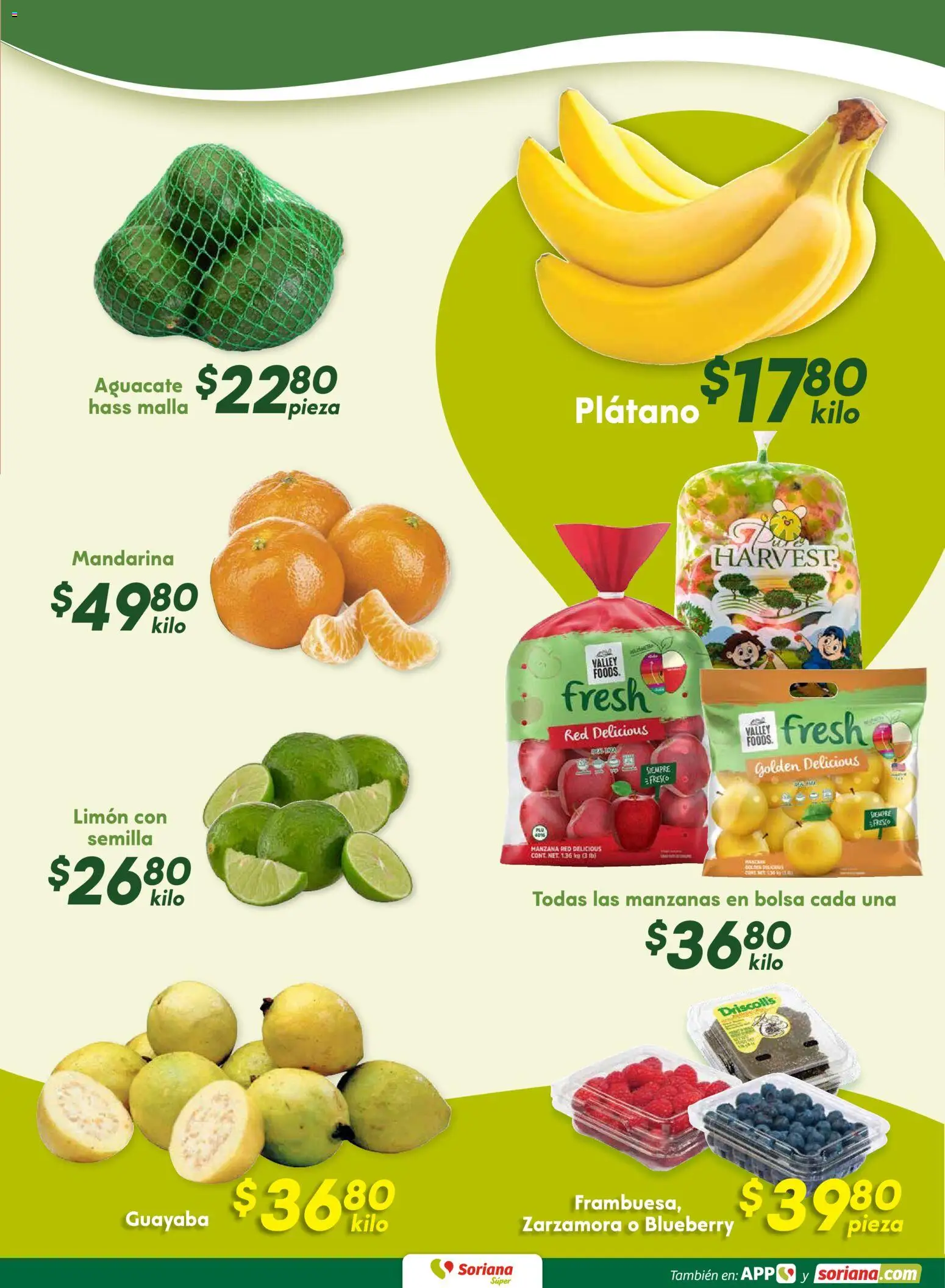 Nuevas ofertas de Soriana válidas en toda la República Mexicana desde el 16.01.2026. ¡Encuentra las mejores ofertas en Soriana - Fin de Semana Súper: Saltillo y Torreón! | Página: 9 | Productos: Plátano, Manzana, Manzanas, Malla
