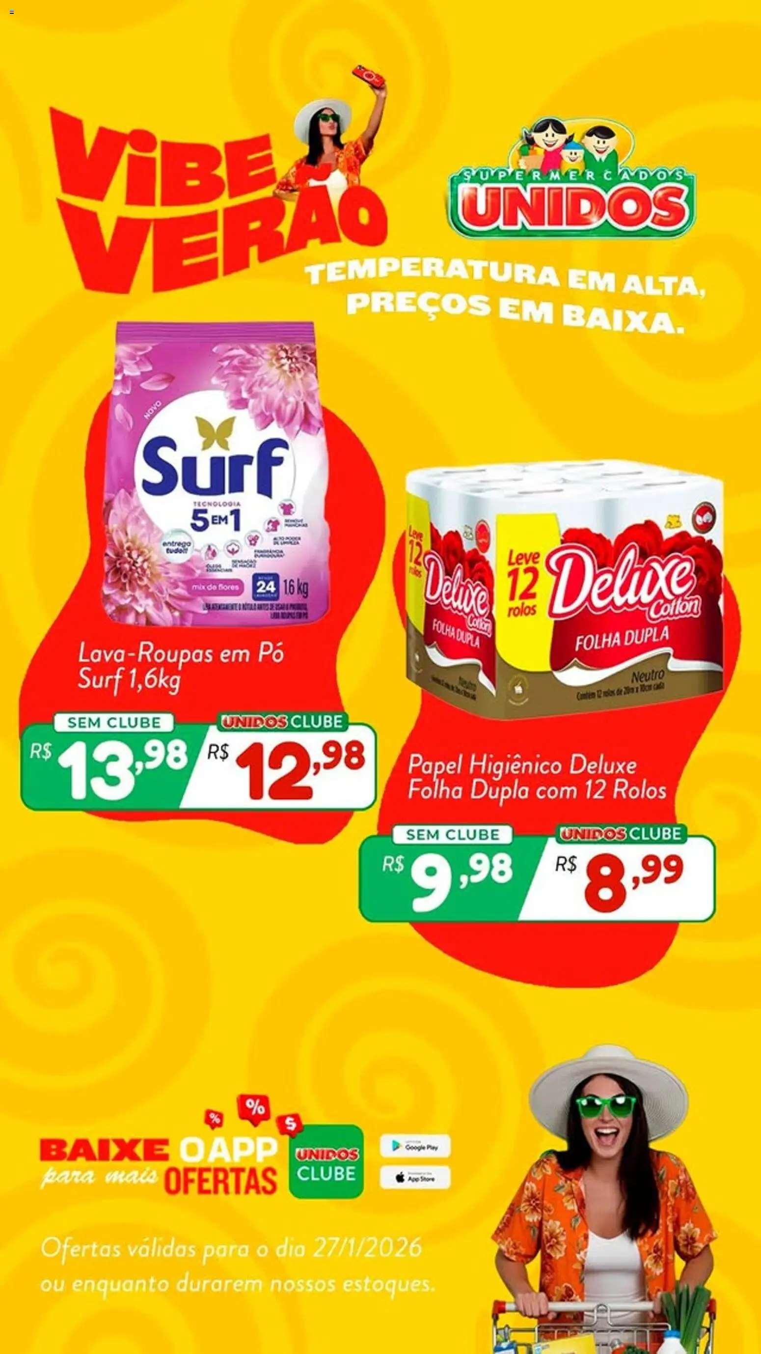 Supermercados Unidos Folheto - válido de 27.01.2026 | Página: 1 | Produtos: Pó, Flores, Papel higiênico