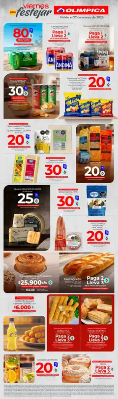 Olímpica catálogo - viernes para festejar -  Vista previa de la revista de la tienda Olímpica valido desde el 27.03.2026 | Página: 2 | Productos: Banco, Peso, Queso, Tintura