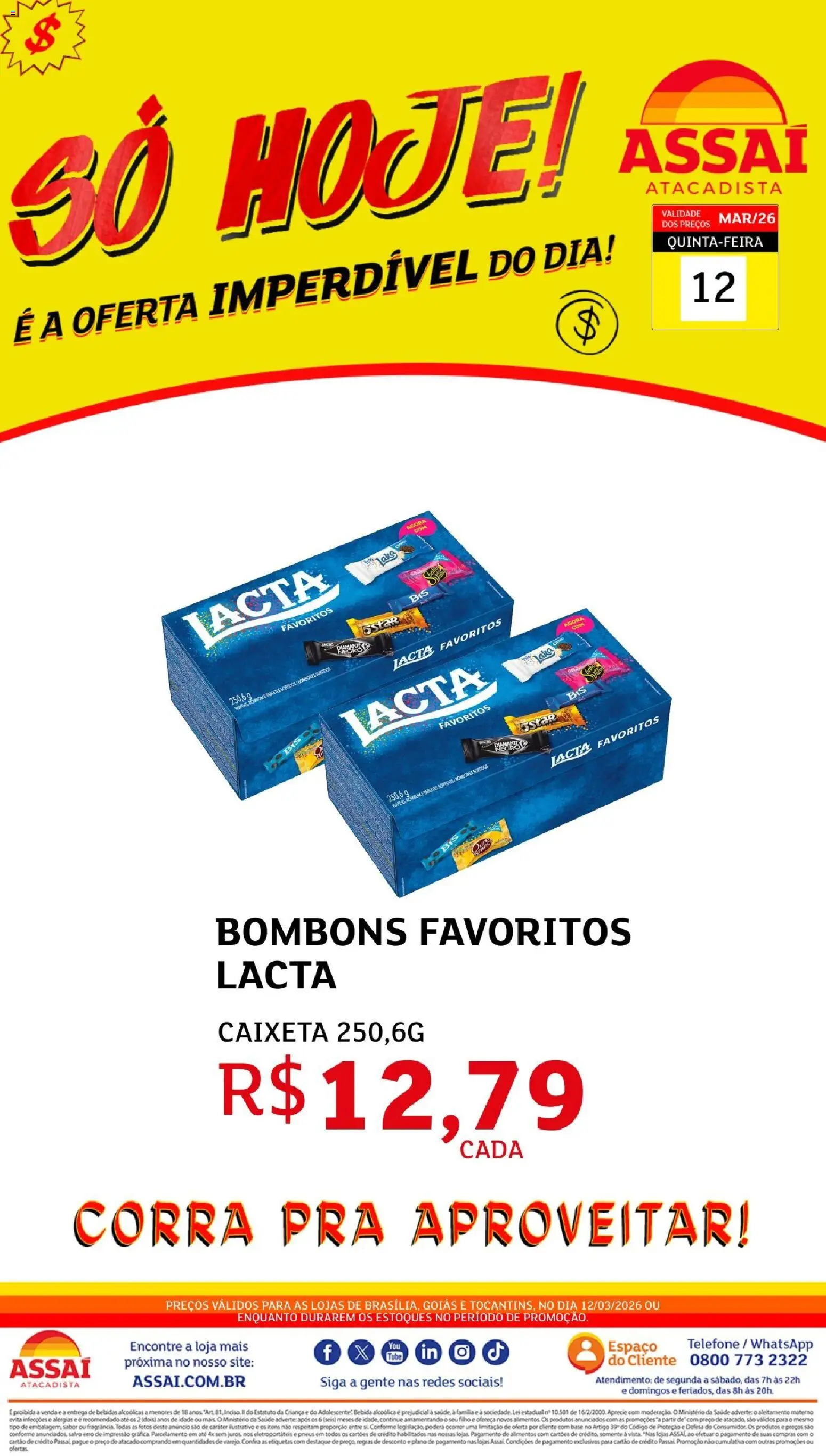 Assaí Atacadista Folheto - válido de 12.03.2026 | Página: 1 | Produtos: Pneus, Base, Bebida, Telefone