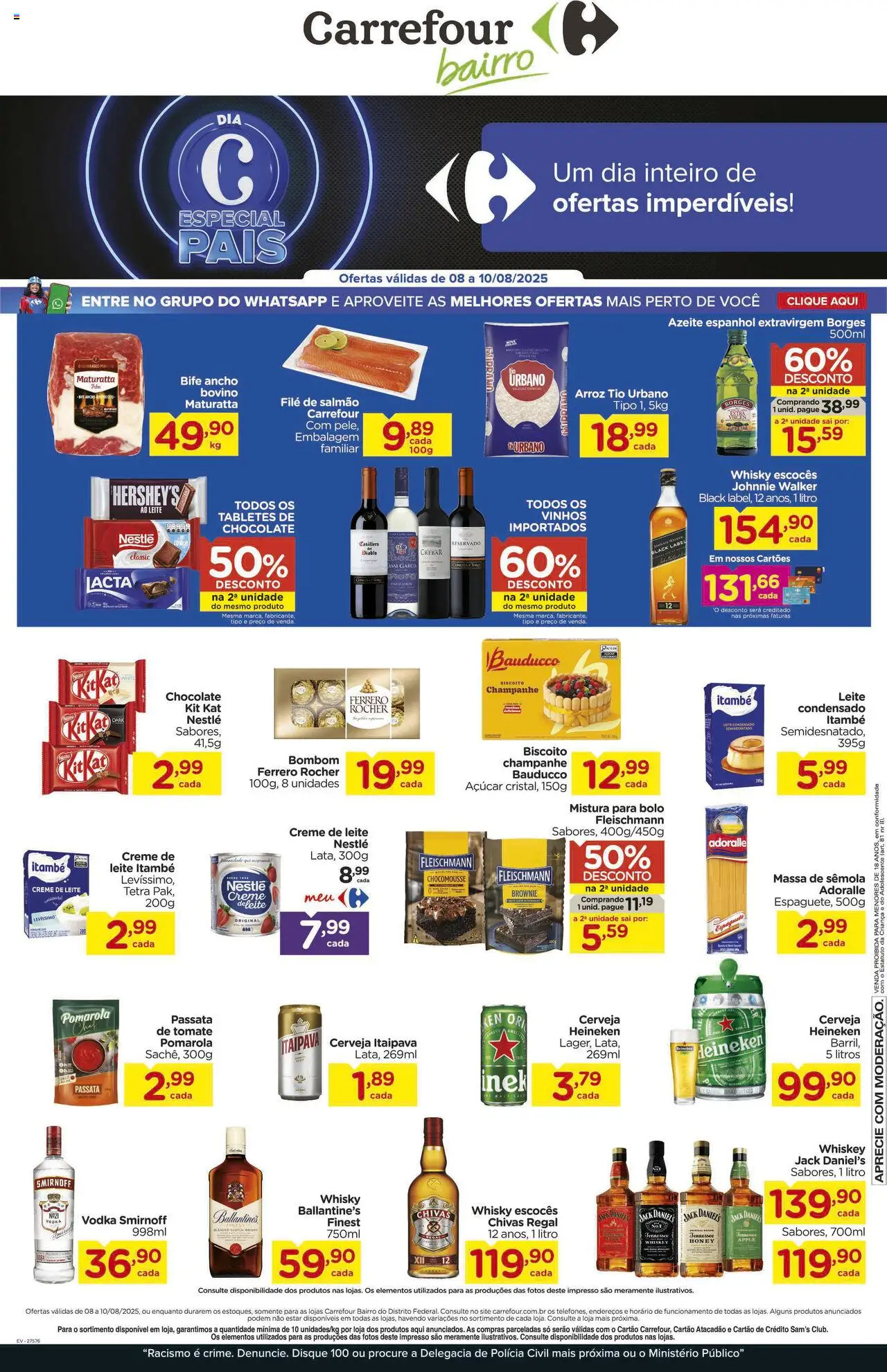 Carrefour Bairro Folheto - válido de 08.08.2025 | Página: 1 | Produtos: Cerveja, Bolo, Heineken, Bombom