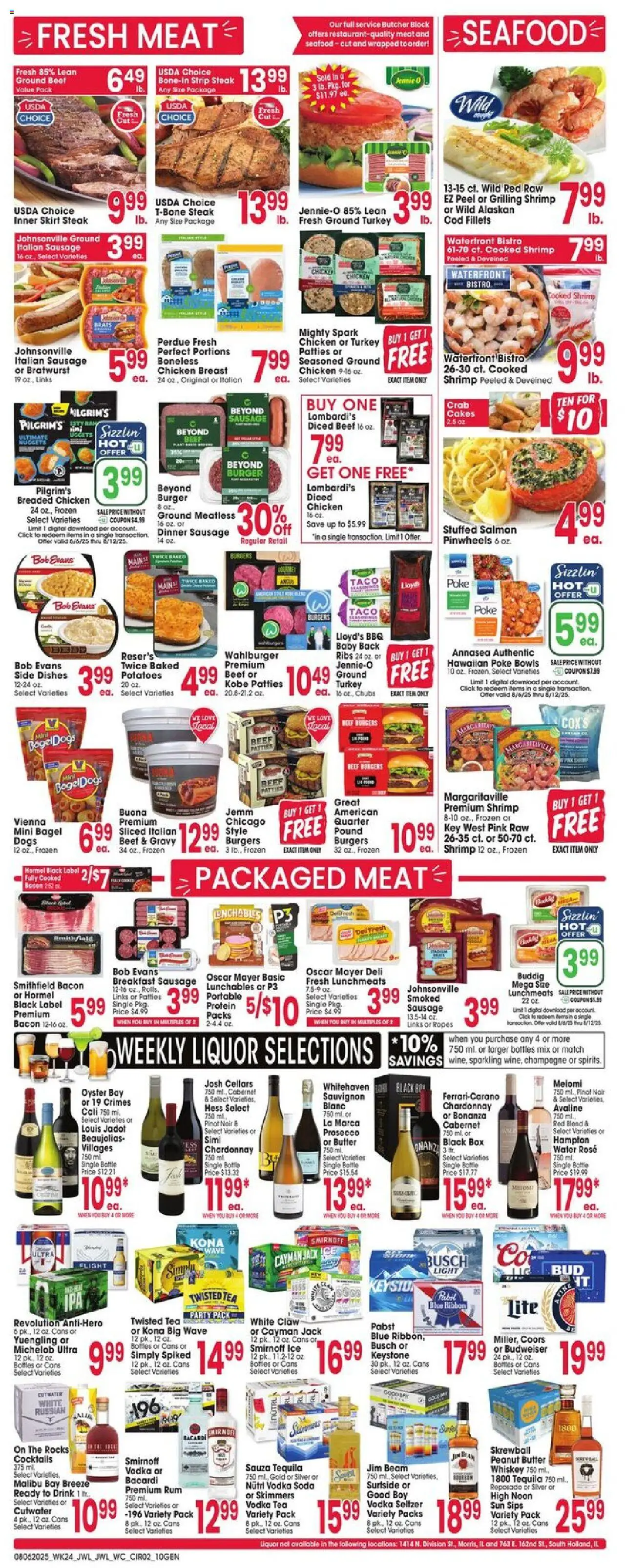 Jewel Osco Weekly Ad - IL - valid from 06.08.2025 | Page: 2 | Products: Tea, Vodka, Potatoes, Seafood