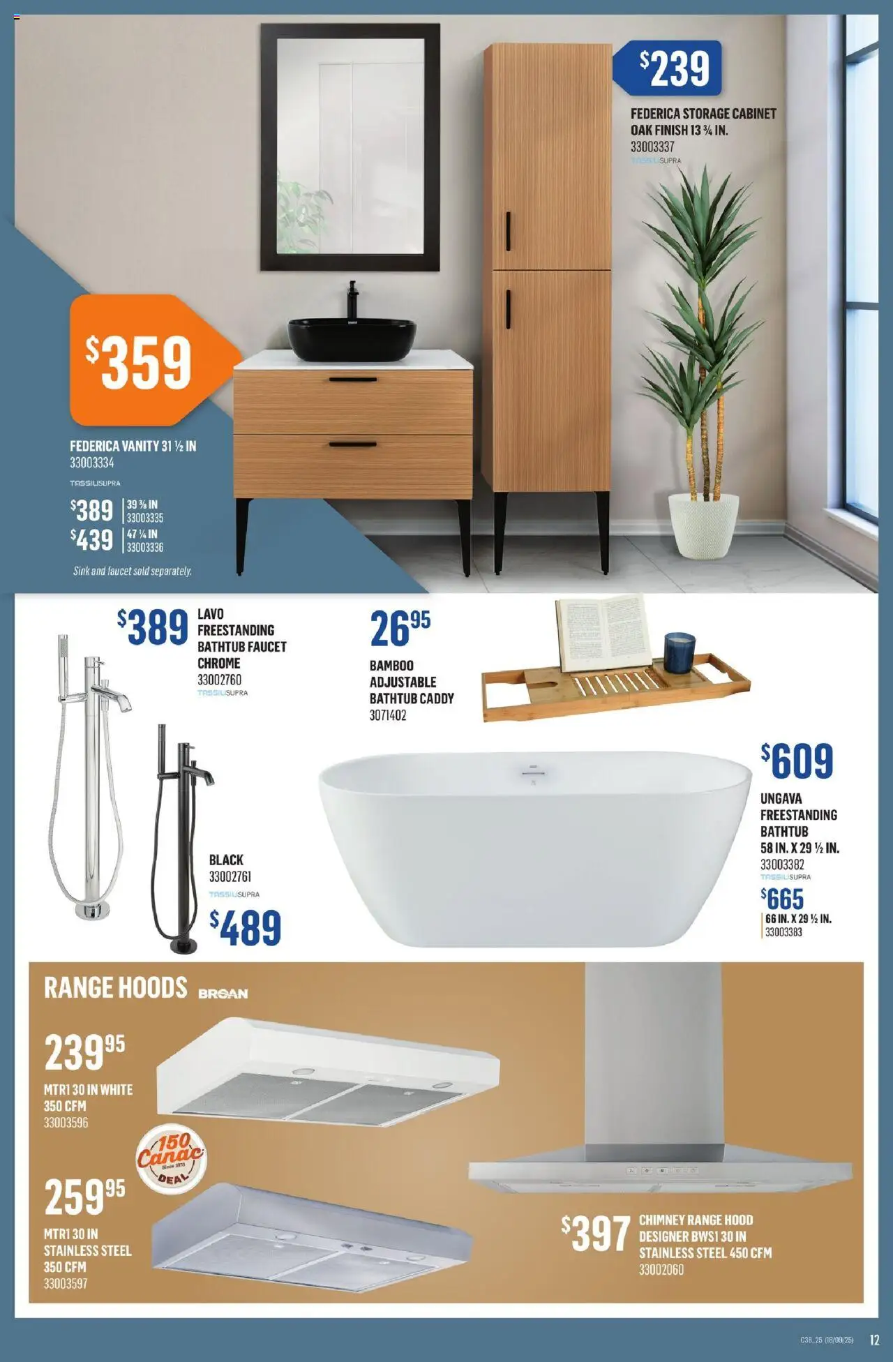 Canac flyer valid from 18.09.2025 | Page: 12 | Products: Range hood, Cabinet
