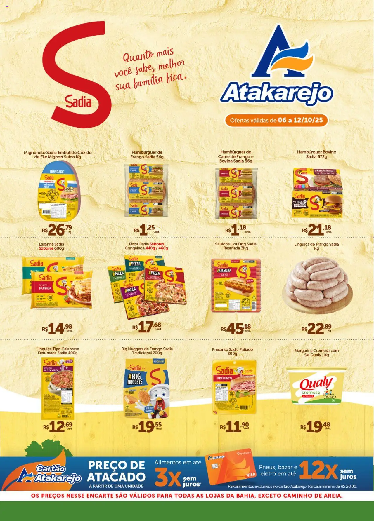 Atakarejo Folheto - válido de 06.10.2025 | Página: 1 | Produtos: Salsicha, Linguiça, Filé mignon, Lasanha