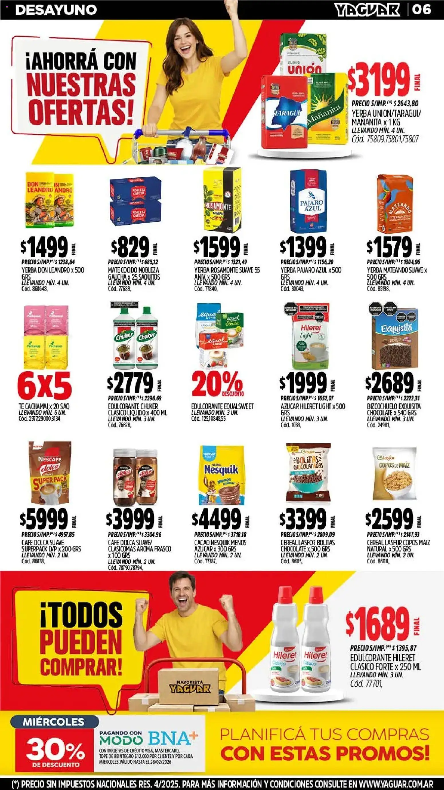 Yaguar - Oferta Semanal Chaco │ válido desde el 23.02.2026 | Página: 5 | Productos: Copos, Azucar, Yerba, Chocolate