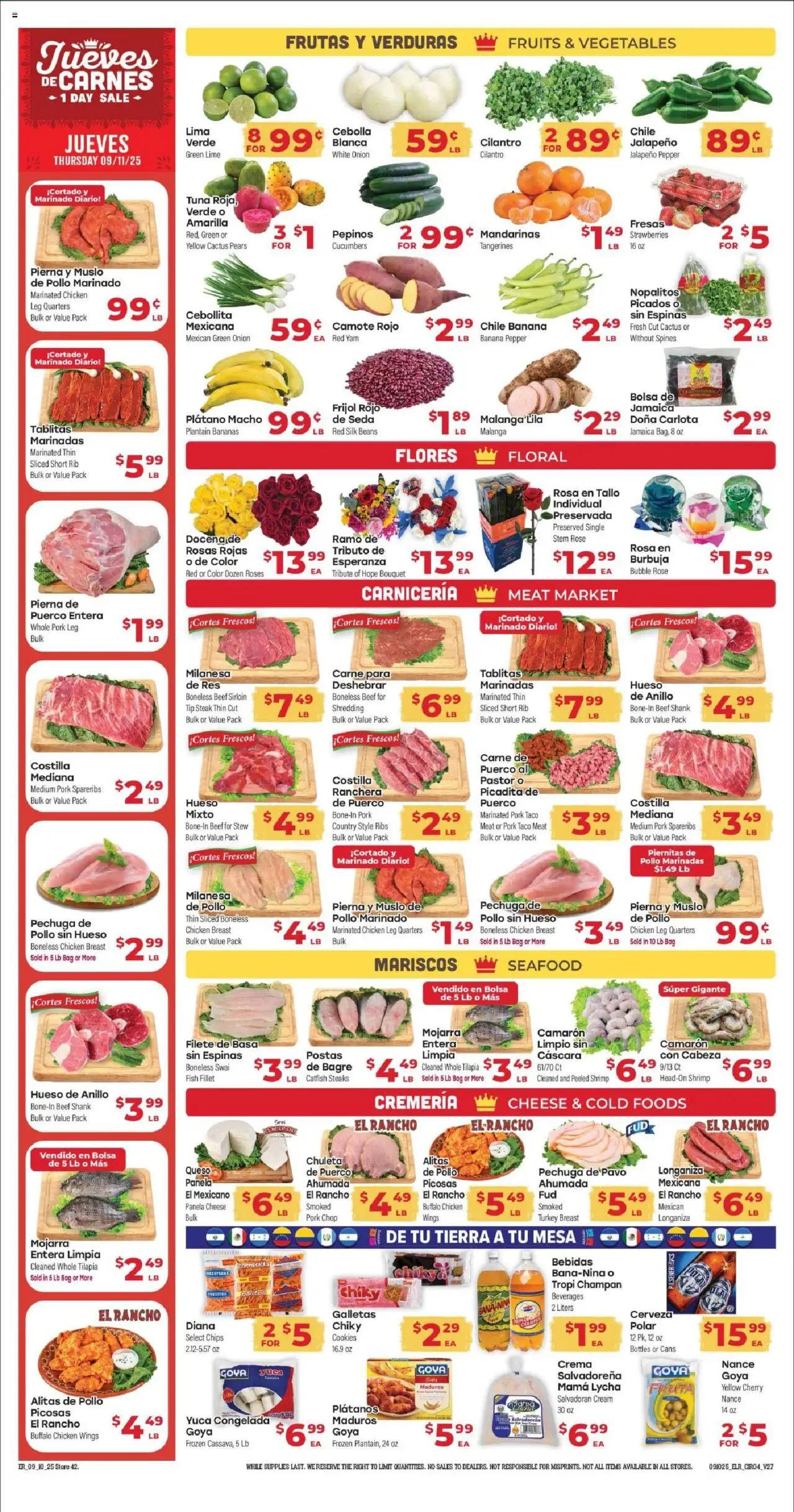 El Rancho Weekly Ad - valid from 10.09.2025 | Page: 4 | Products: Bananas, Beef, Pepper, Lime