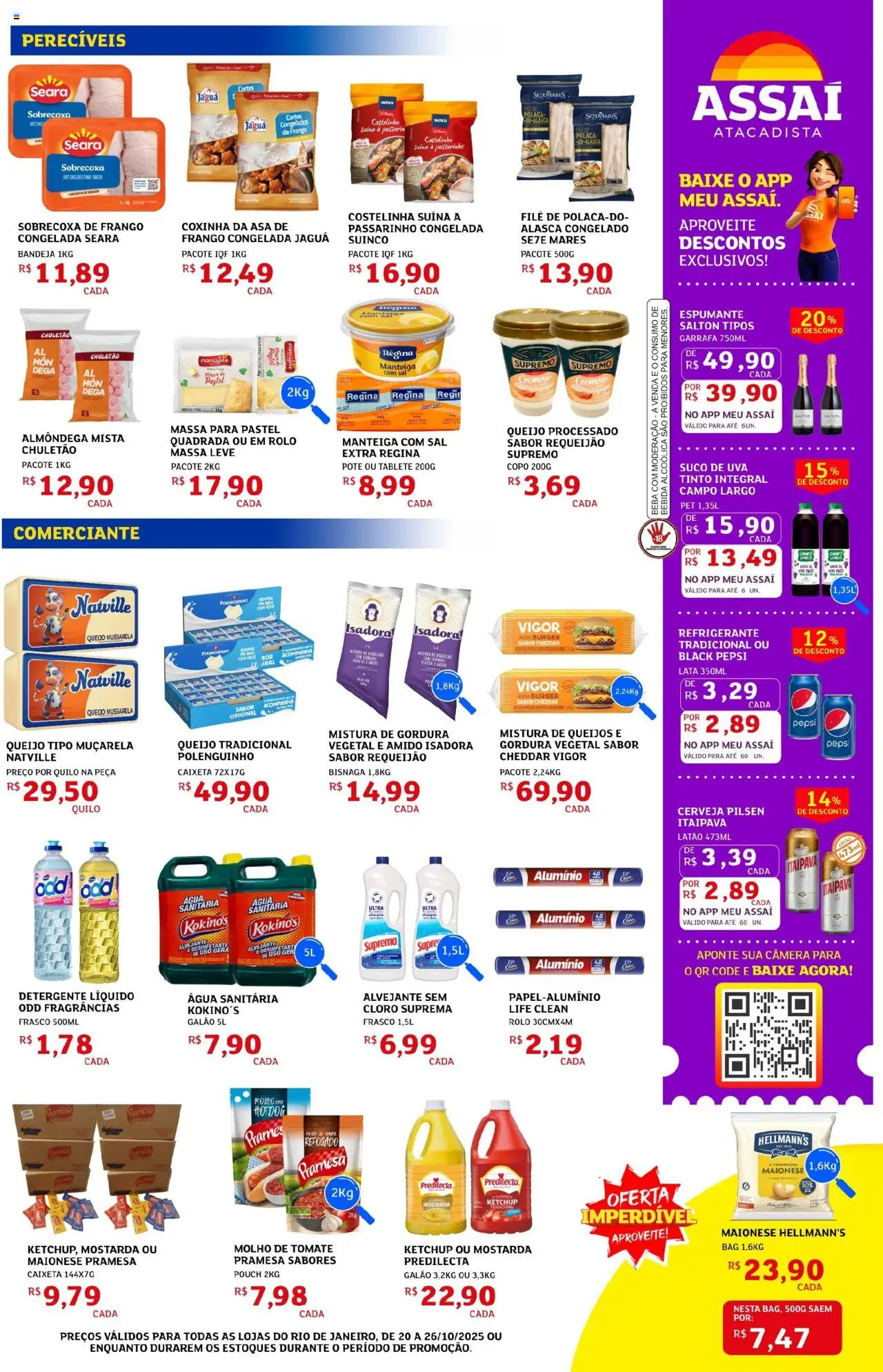 Assaí Atacadista Folheto - válido de 20.10.2025 | Página: 3 | Produtos: Muçarela, Refrigerante, Sal, Desinfetante
