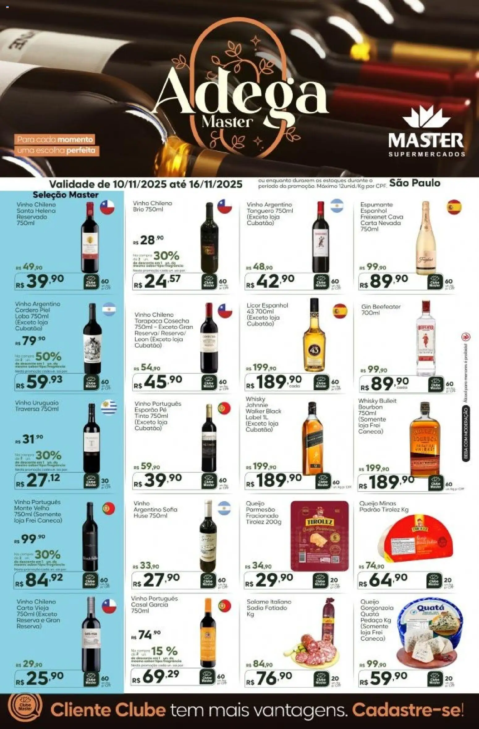 Master Folheto - válido de 10.11.2025 | Página: 1 | Produtos: Espumante, Whisky, Parmesão, Bourbon