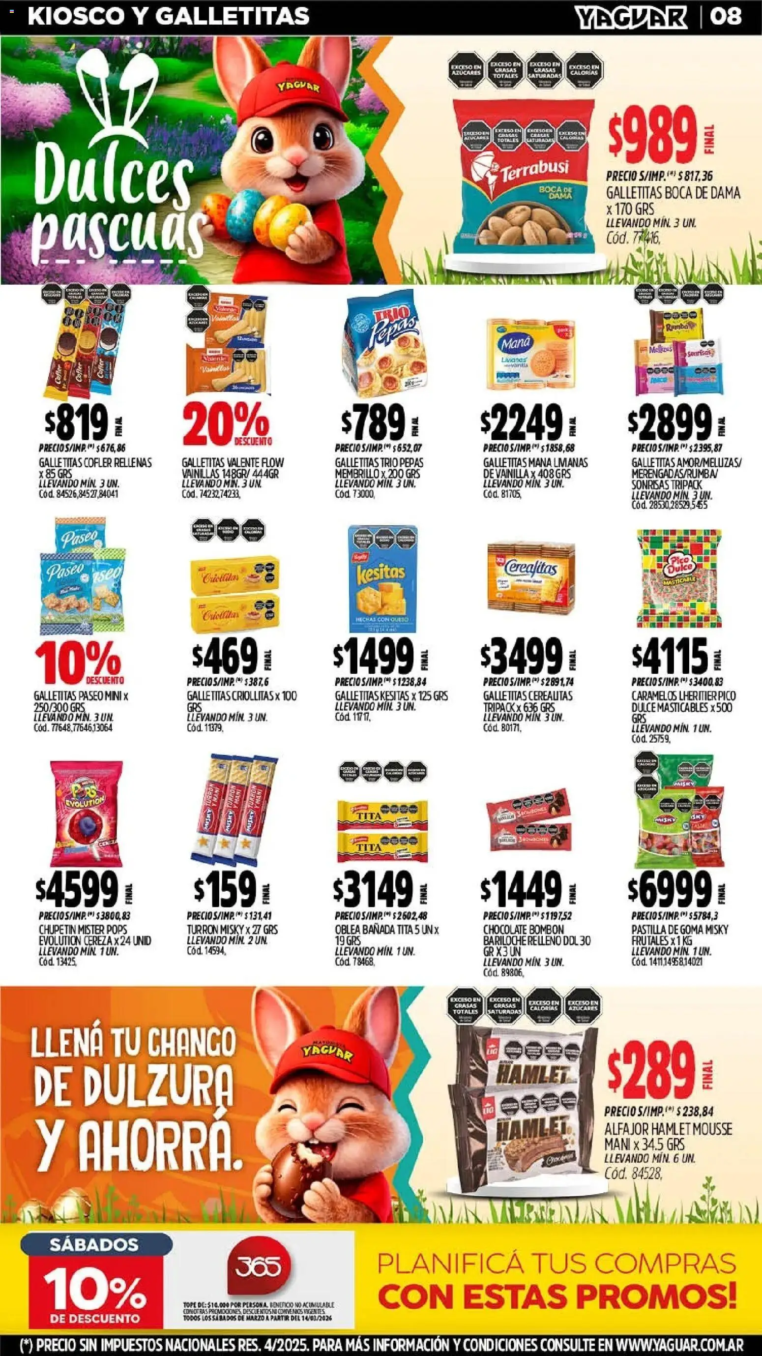Yaguar catálogo │ válido desde el 16.03.2026 | Página: 8 | Productos: Pico, Galletitas, Mani, Turrón