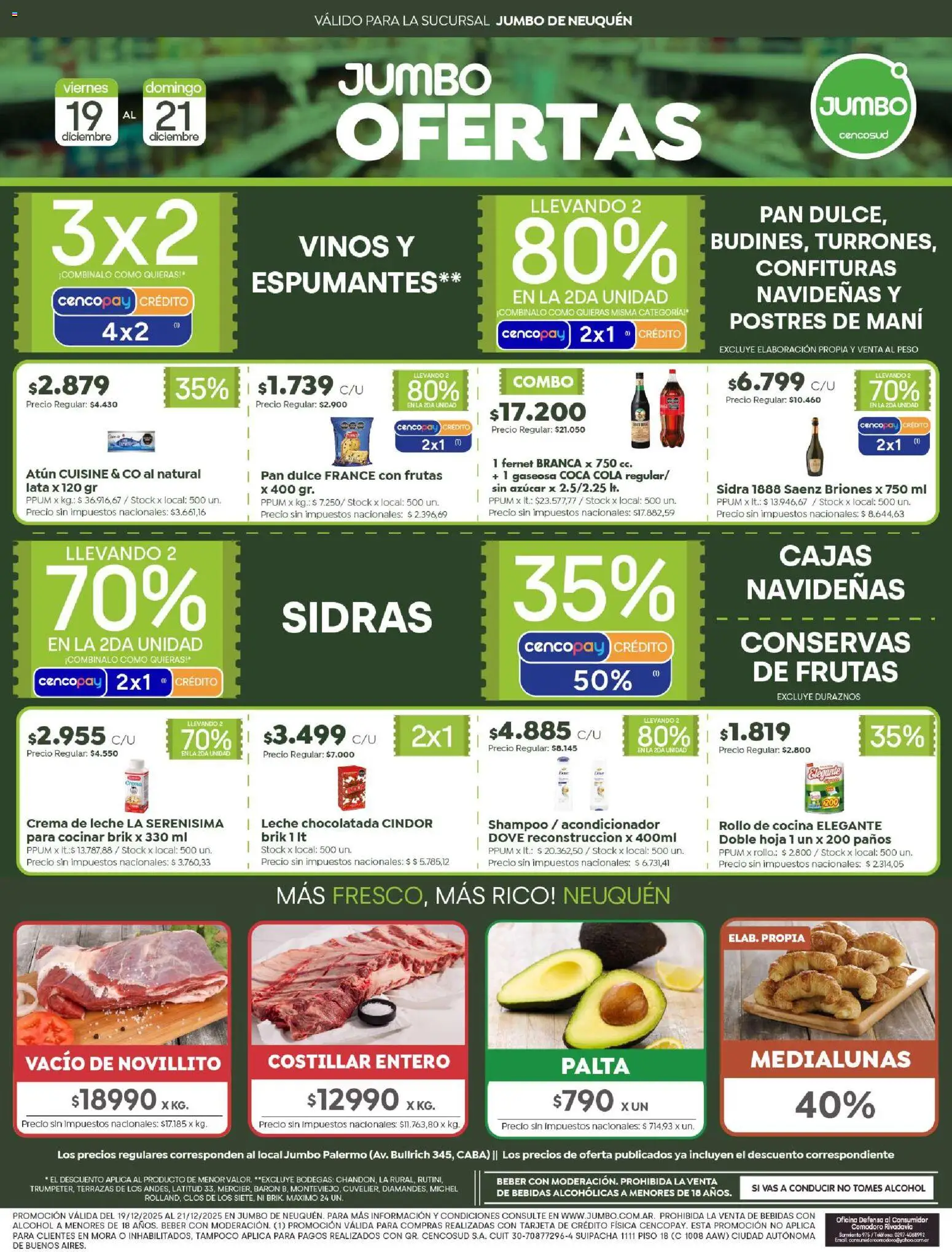Jumbo - Ofertas | Neuquén │ válido desde el 19.12.2025 | Página: 1 | Productos: Cocina, Palta, Pan, Crema