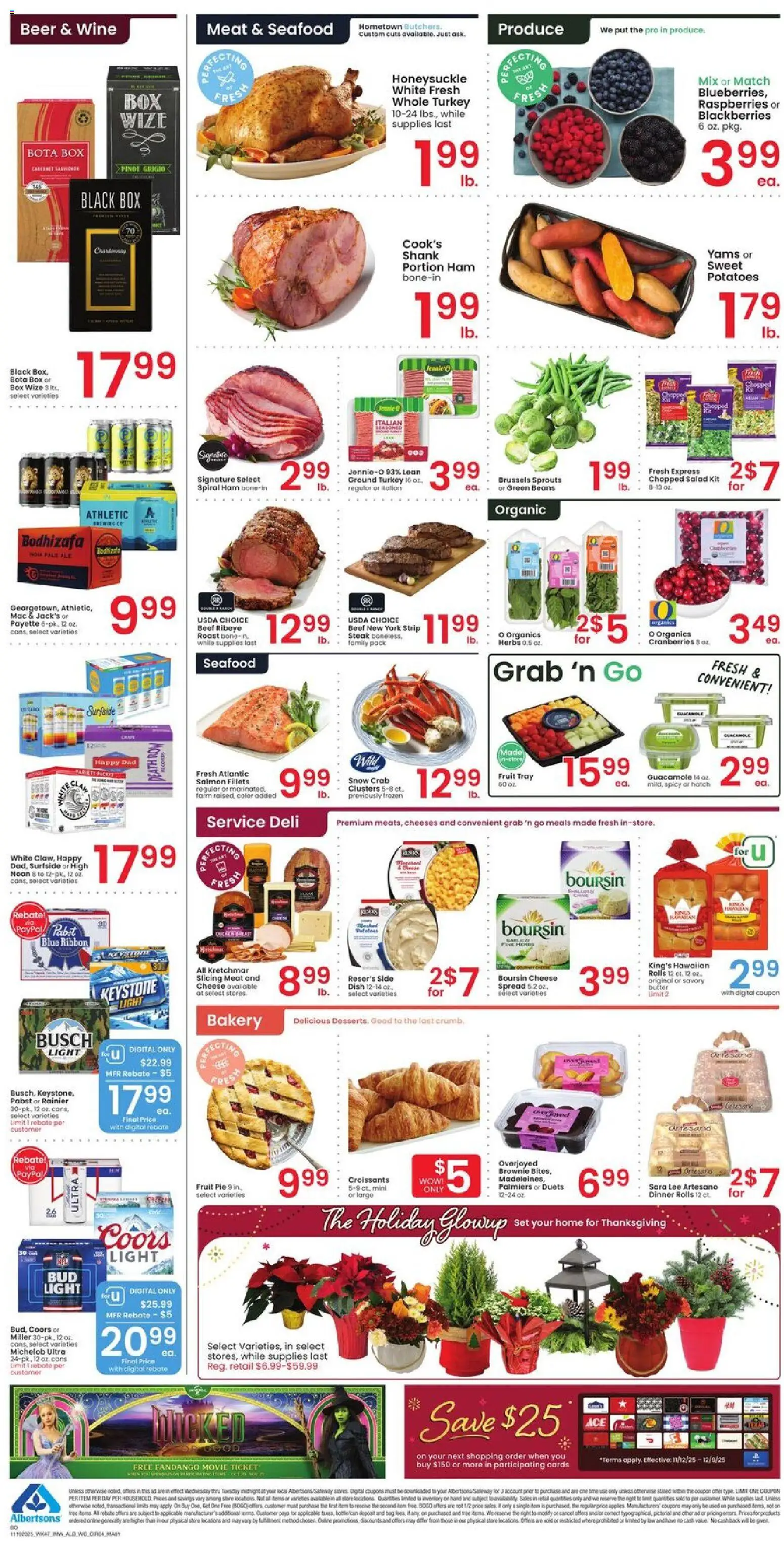 Albertsons Weekly Ad - valid from 19.11.2025 | Page: 4 | Products: Box, Butter, Ham, Beer
