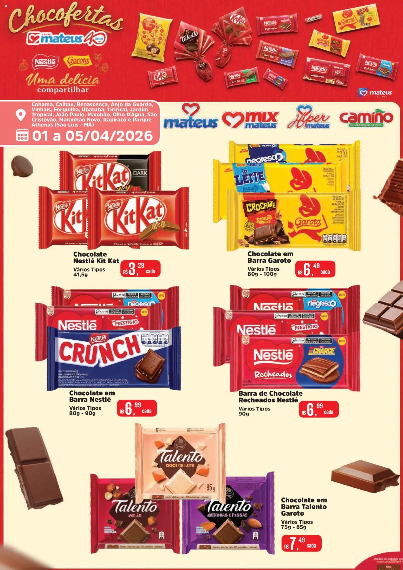 Mateus Folheto - válido de 01.04.2026 | Página: 1 | Produtos: Leite, Flocos, Açúcar, Amêndoas
