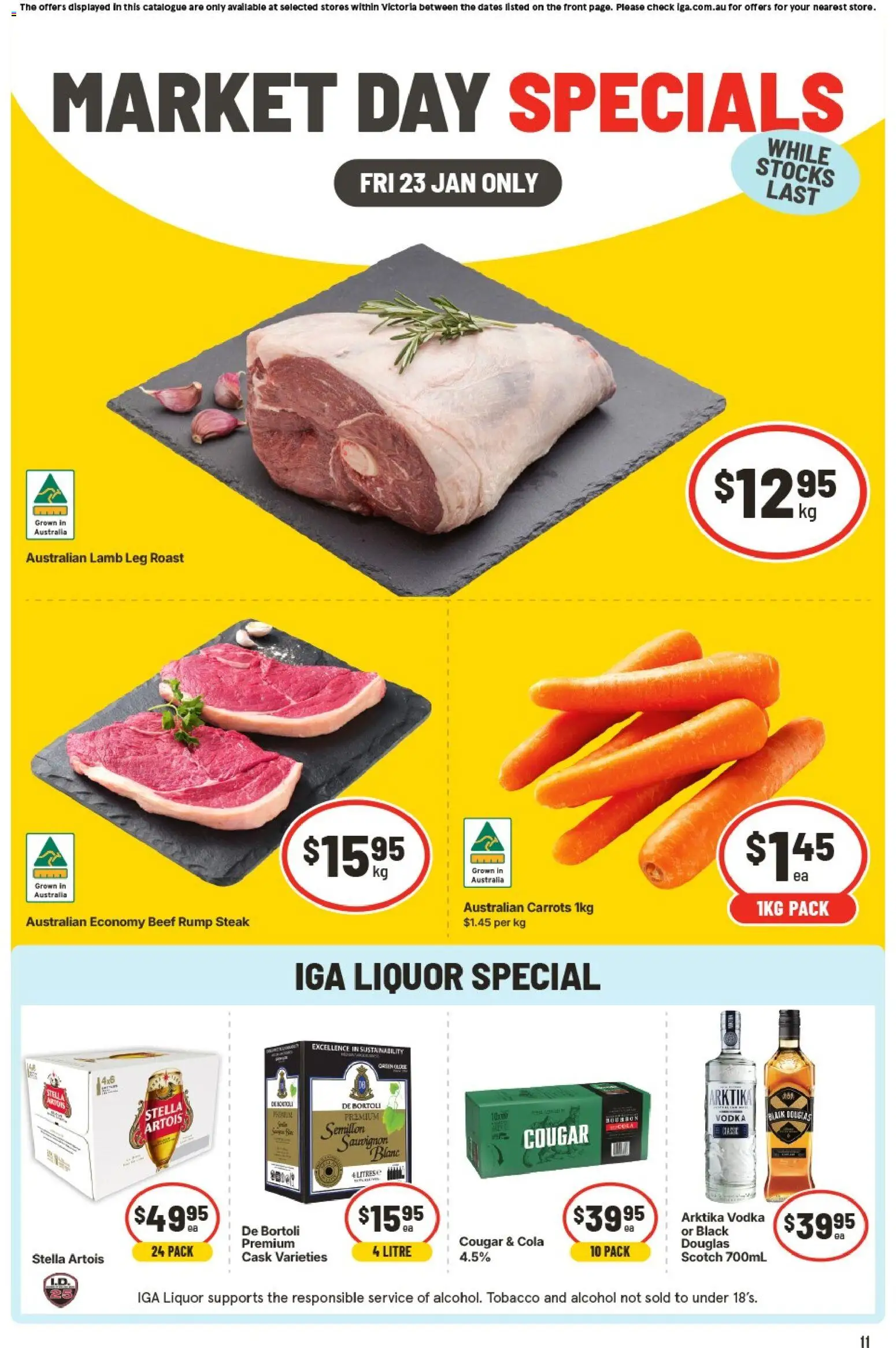 IGA catalogue - valid from 23.01.2026 | Page: 1 | Products: Beef, Vodka, Steak, Scotch