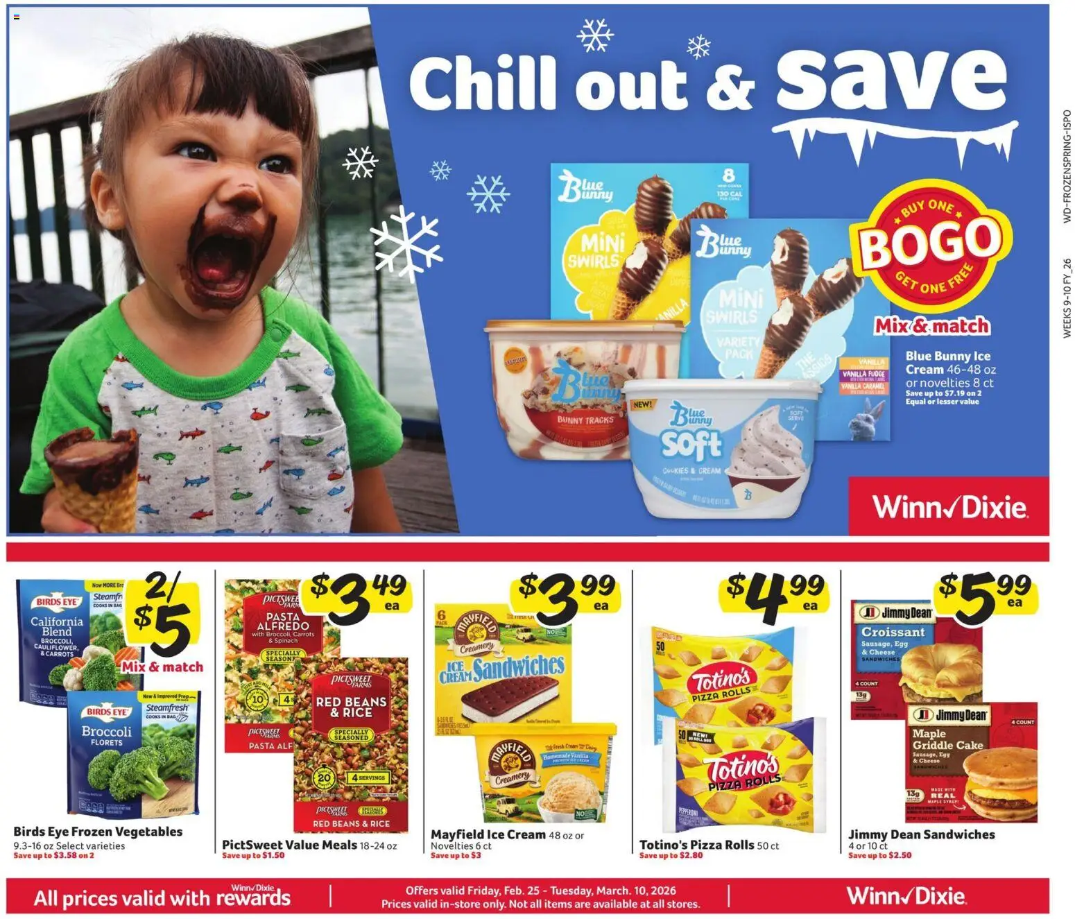Winn Dixie In-Store Flyer - valid from 25.02.2026 | Page: 1 | Products: Spinach, Griddle, Cheese, Cookies