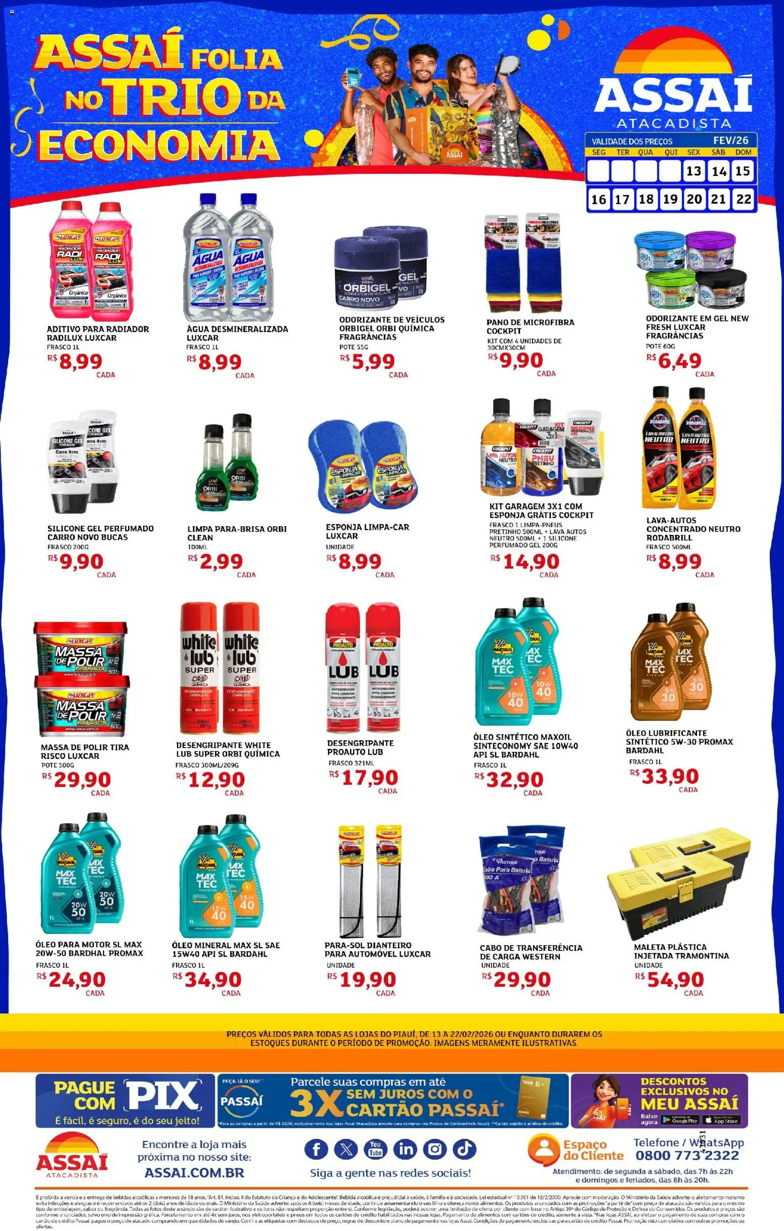 Assaí Atacadista Folheto - válido de 13.02.2026 | Página: 1 | Produtos: Radiador, Pneus, Massa, Bebida