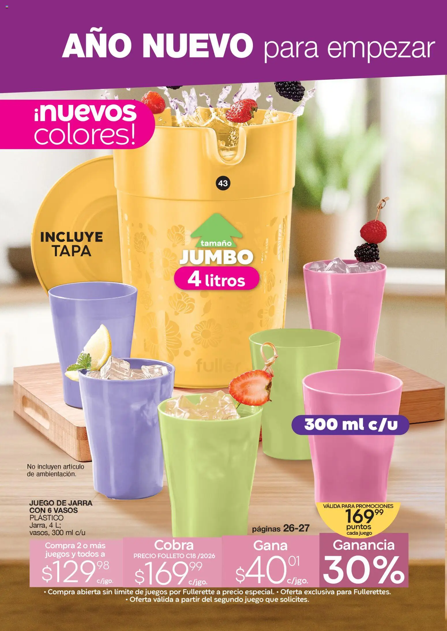 Nuevas ofertas de Fuller válidas en toda la República Mexicana desde el 10.12.2025. ¡Encuentra las mejores ofertas en Fuller Revista Gana Más C18! | Página: 6 | Productos: Juego, Vasos, Jarra