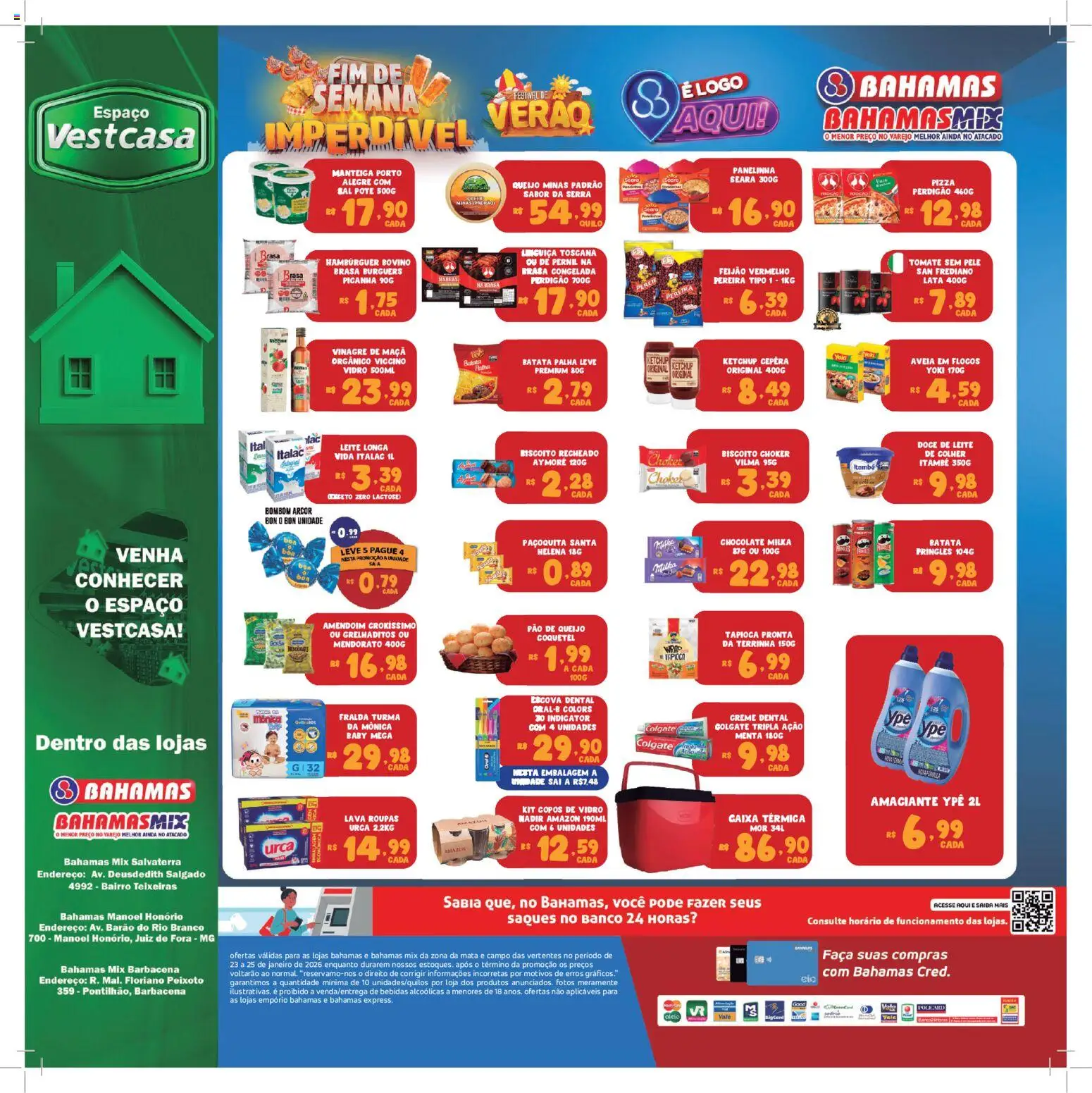 Bahamas Supermercados Folheto - válido de 22.01.2026 | Página: 2 | Produtos: Escova, Banco, Picanha, Hambúrguer