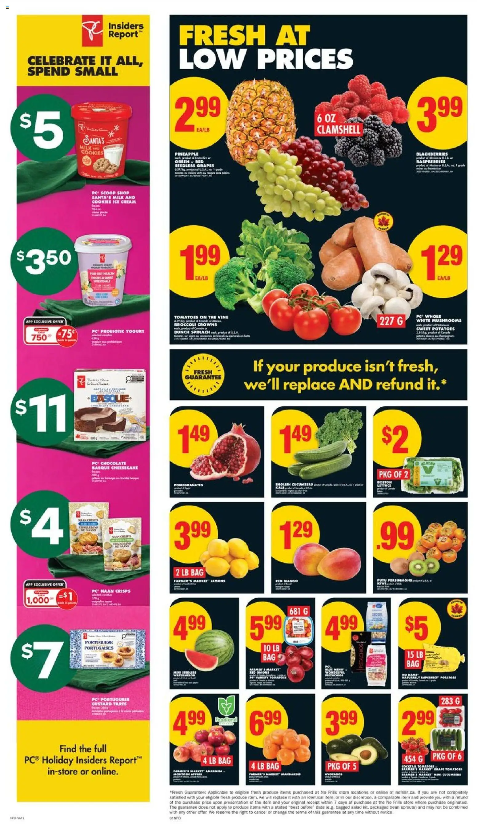 No Frills flyer valid from 30.10.2025 | Page: 2 | Products: Kiwi, Cucumbers, PC, Yogurt