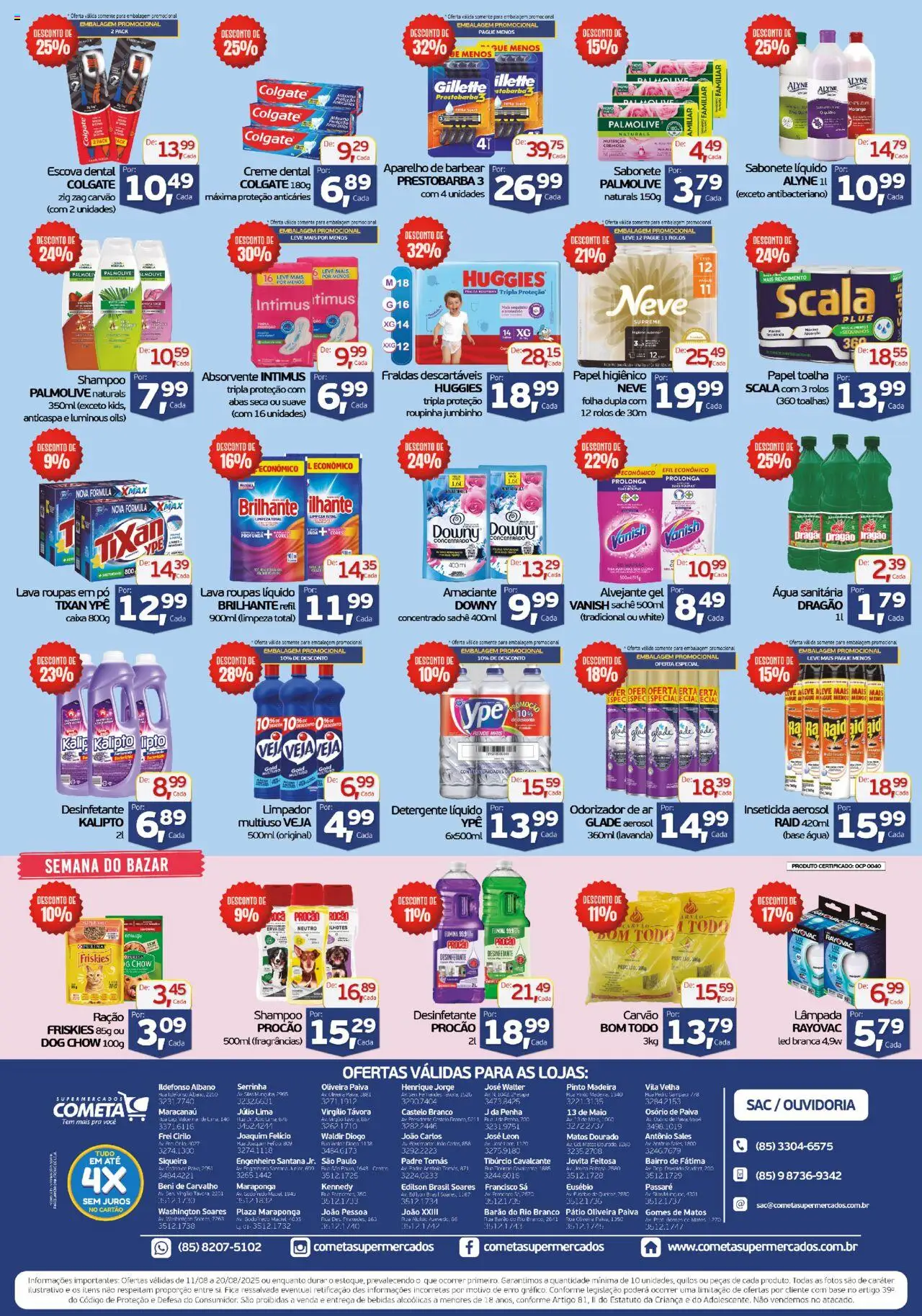 Cometa Supermercados Folheto - válido de 11.08.2025 | Página: 4 | Produtos: Base, Fraldas, Desinfetante, Inseticida