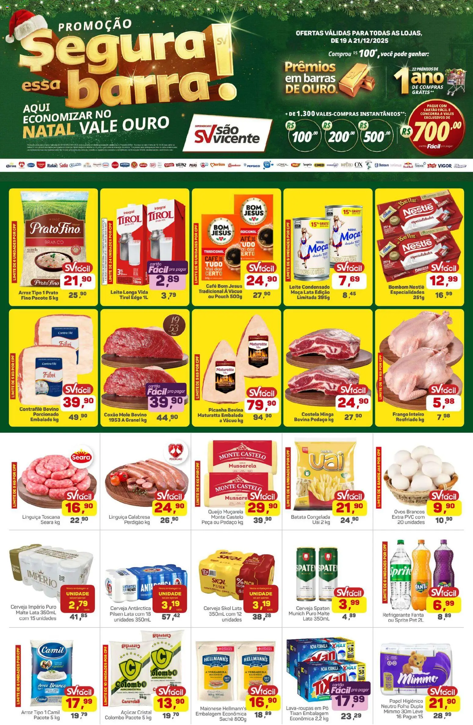 Supermercados São Vicente Folheto - válido de 19.12.2025 | Página: 1 | Produtos: Açúcar, Refrigerante, Batata, Papel higiênico